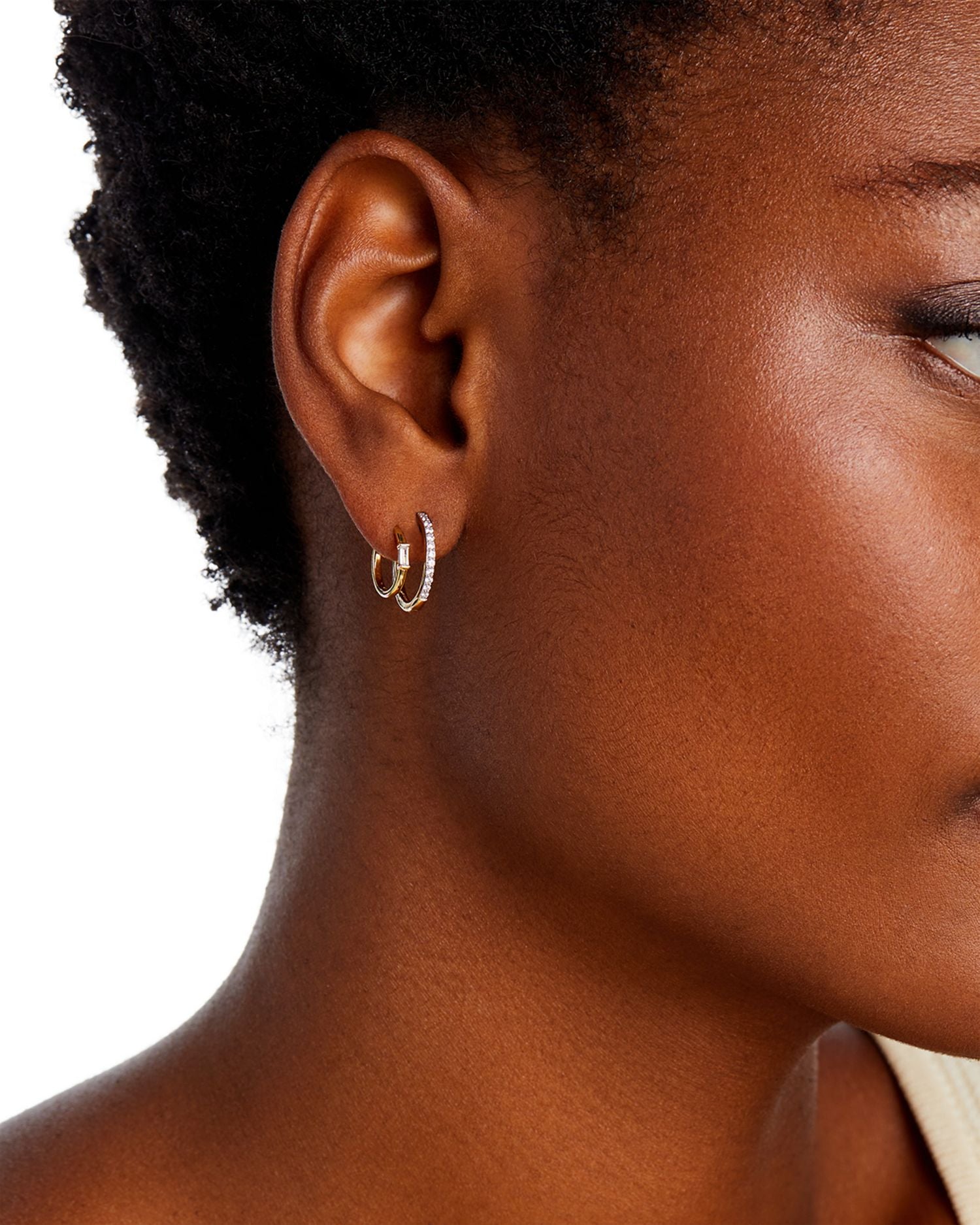 Diamond Double Hoop Earrings in 14K Yellow Gold, 0.25 ct. t.w. - Exclusive