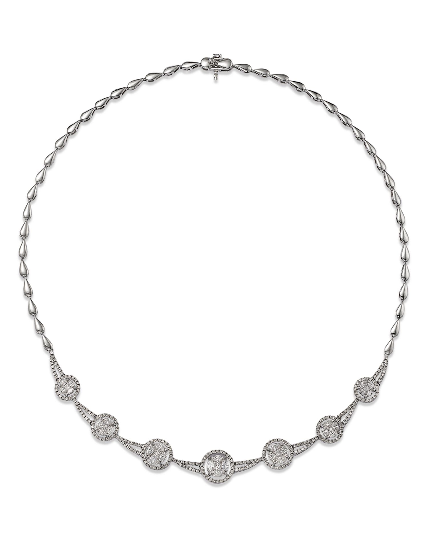 Diamond Multi-Cut Statement Necklace in 14K White Gold, 3.5 ct. t.w. - Exclusive