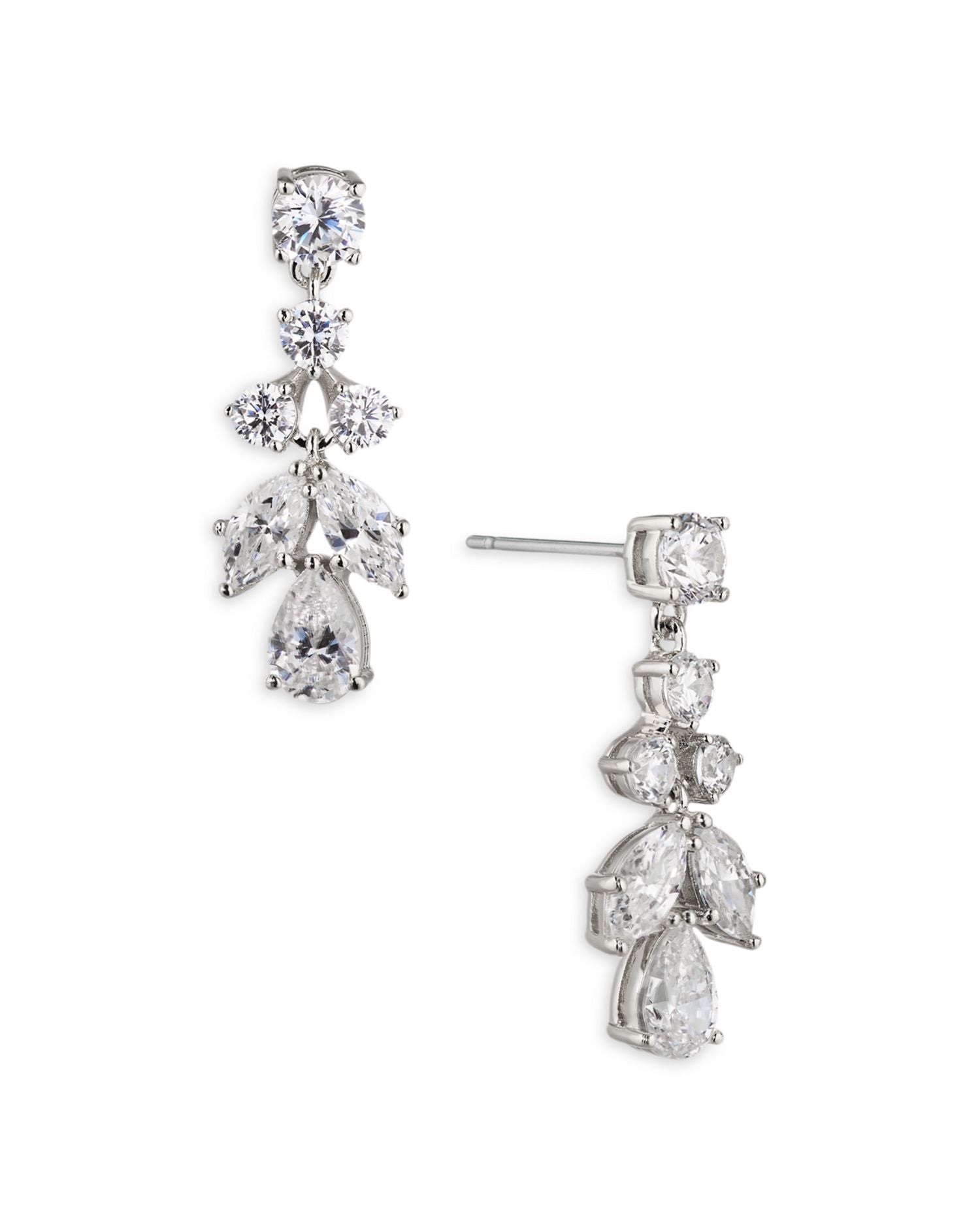 Flutter Cubic Zirconia Drop Earrings in Rhodium Plated