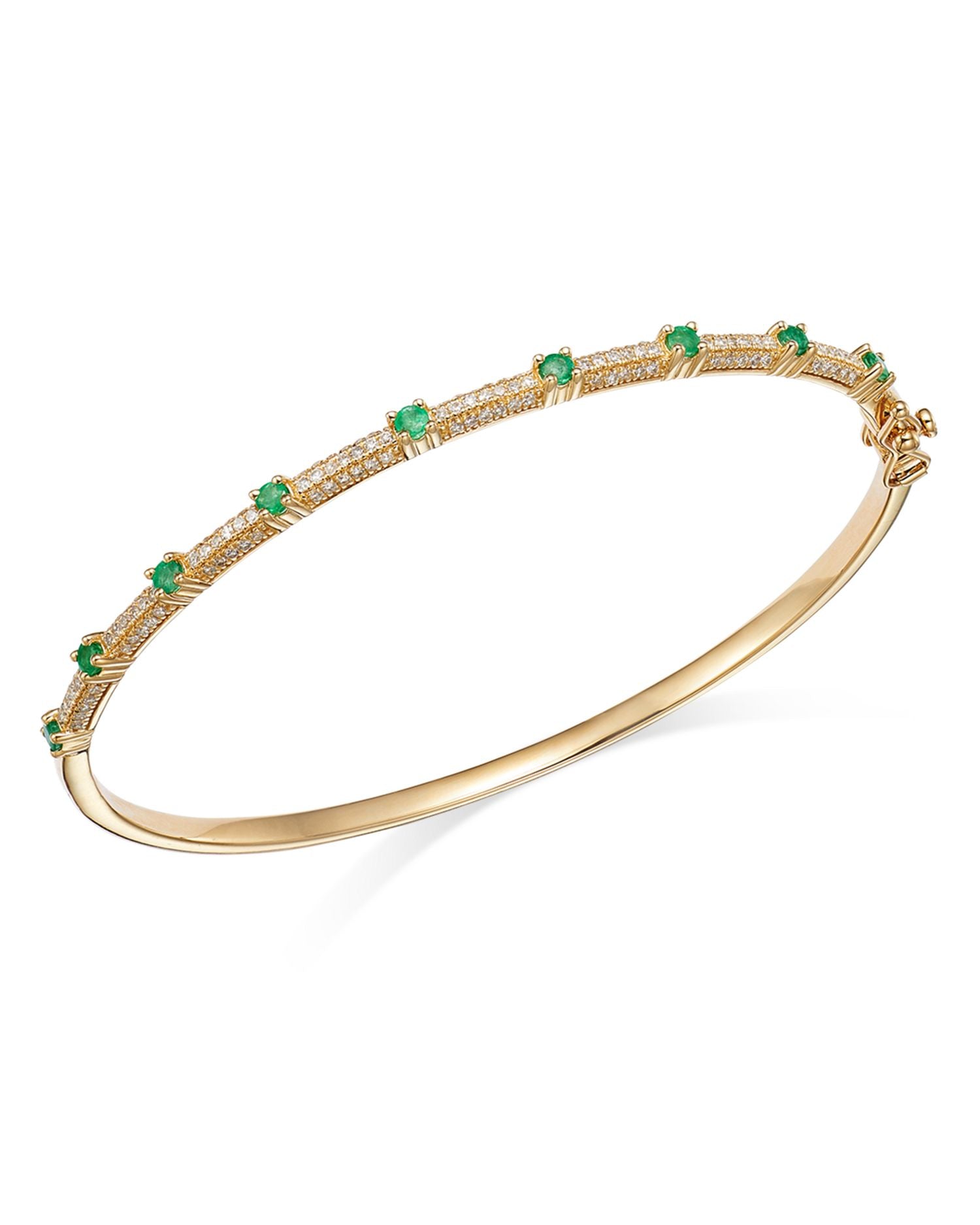 Emerald & Diamond Bangle Bracelet in 14K Yellow Gold - Exclusive