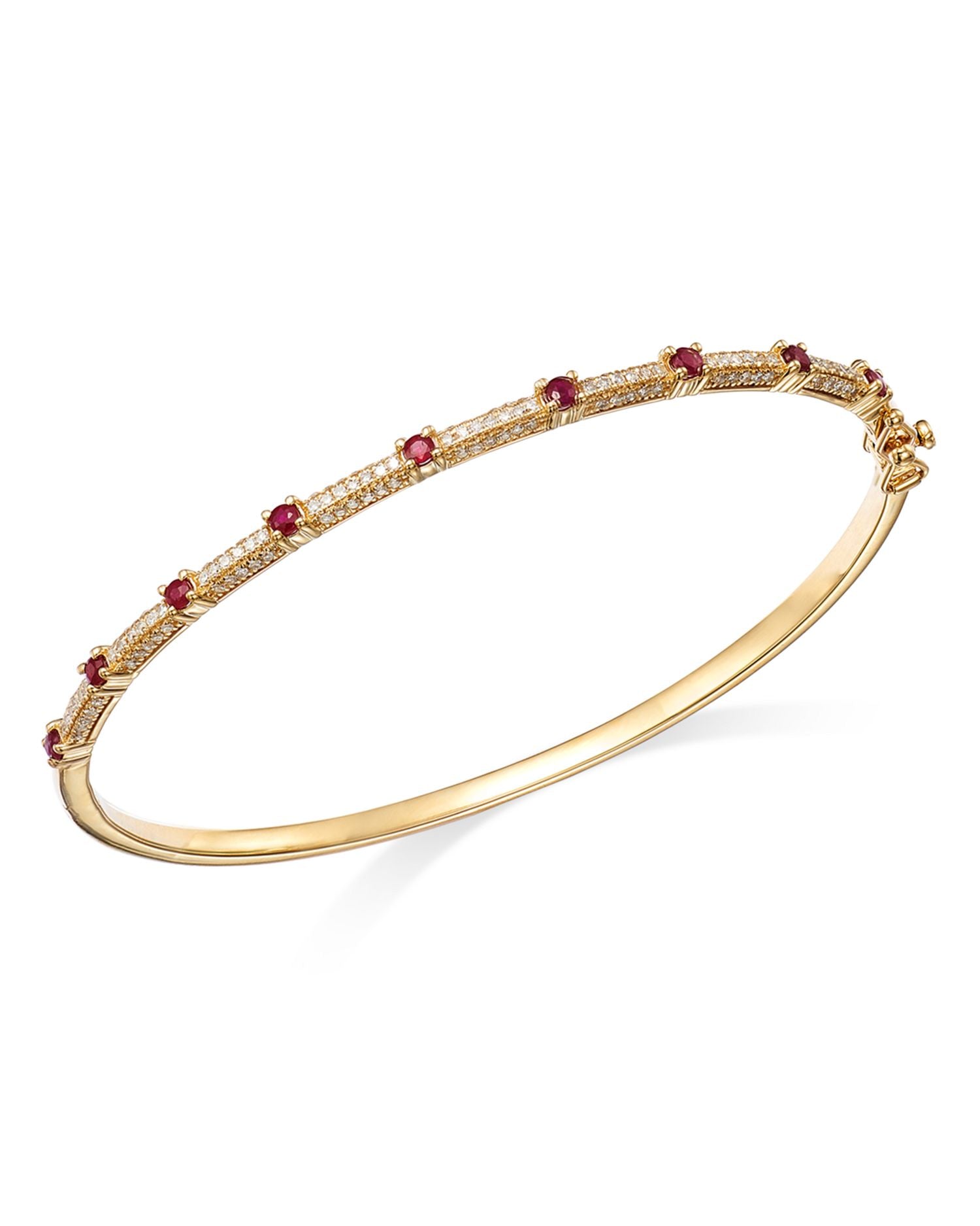 Bloomingdale's Ruby & Diamond Bangle Bracelet in 14K Yellow Gold - Exclusive