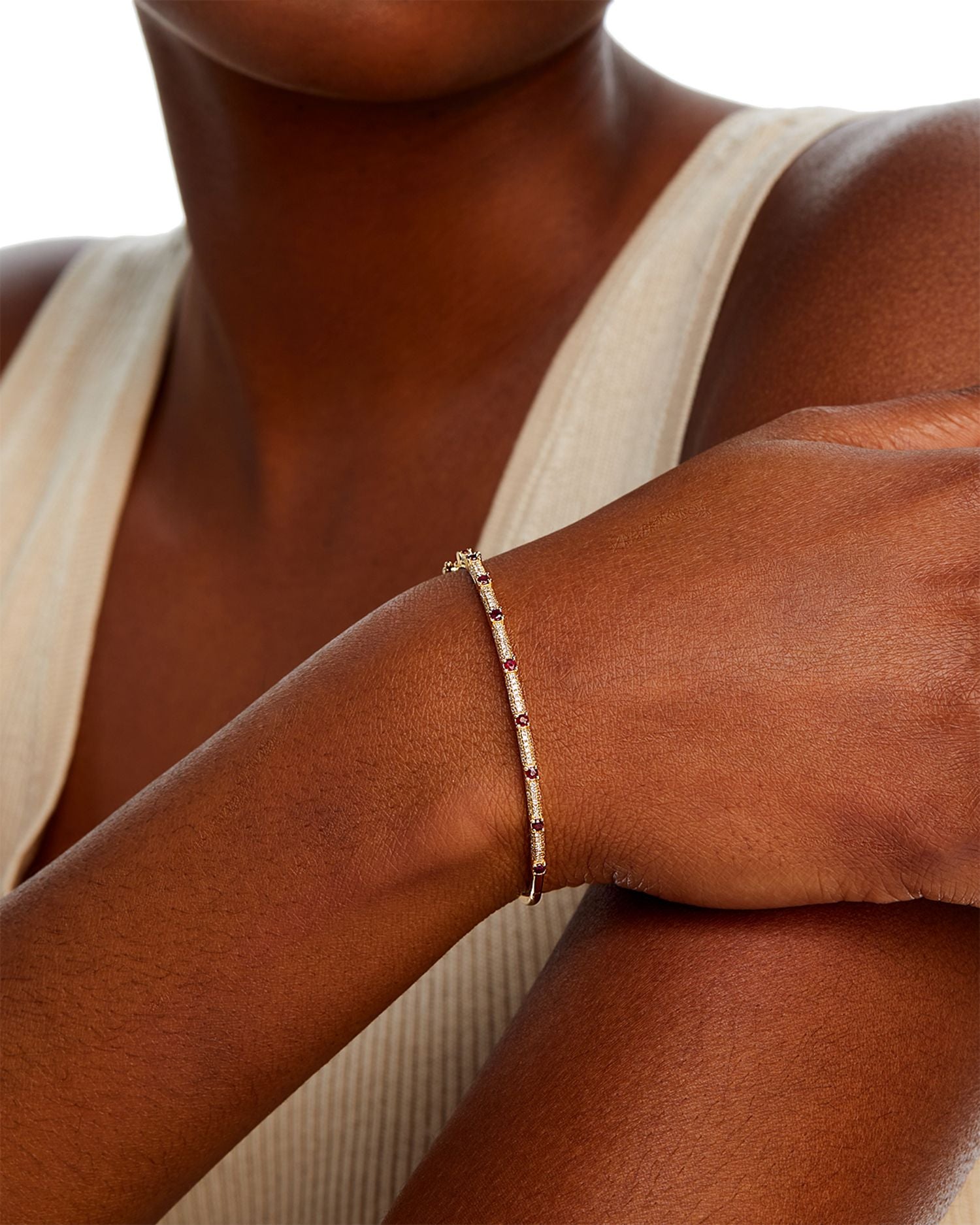 Bloomingdale's Ruby & Diamond Bangle Bracelet in 14K Yellow Gold - Exclusive