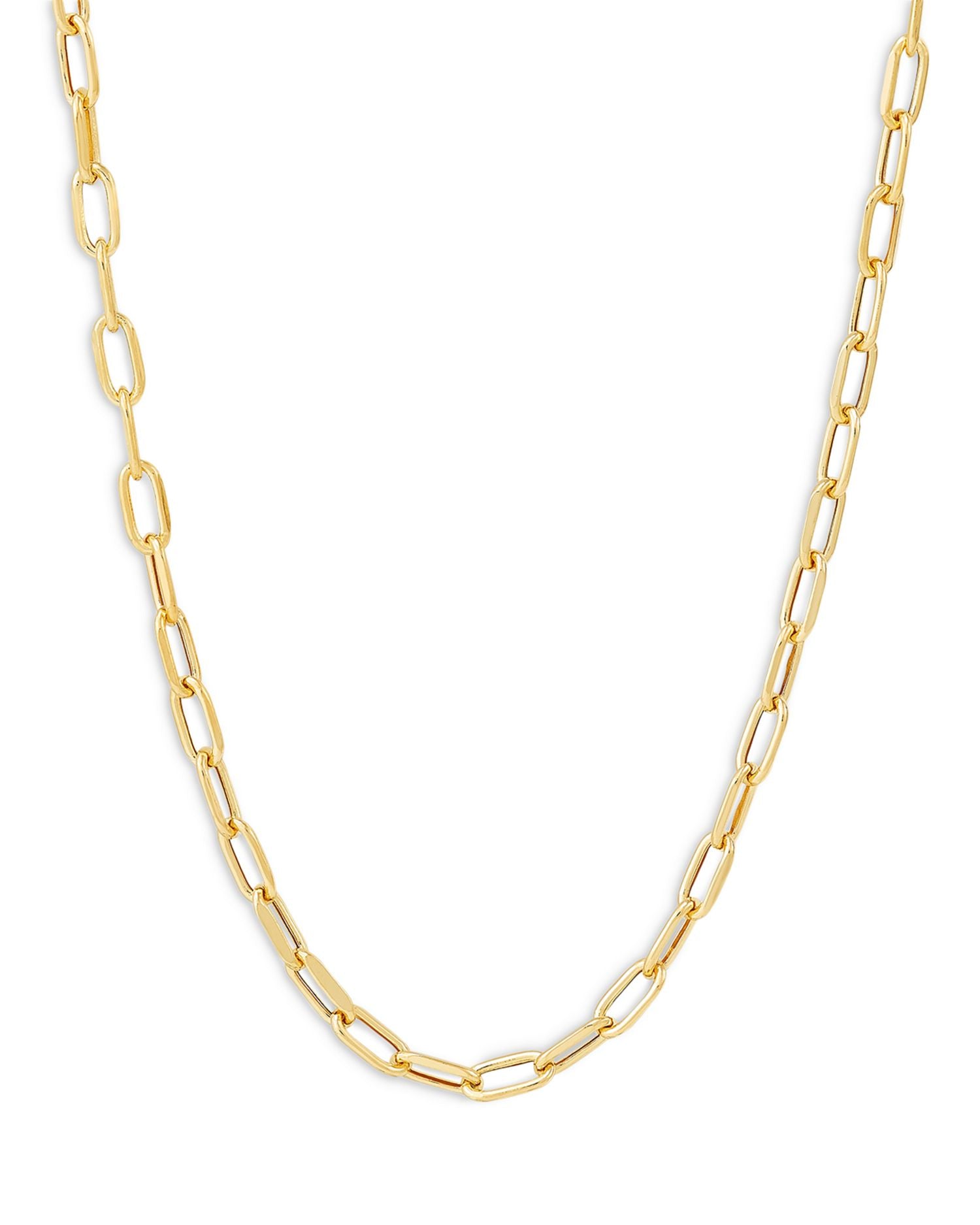 Beveled Paperclip Chain Necklace in 14K Yellow Gold, 18'