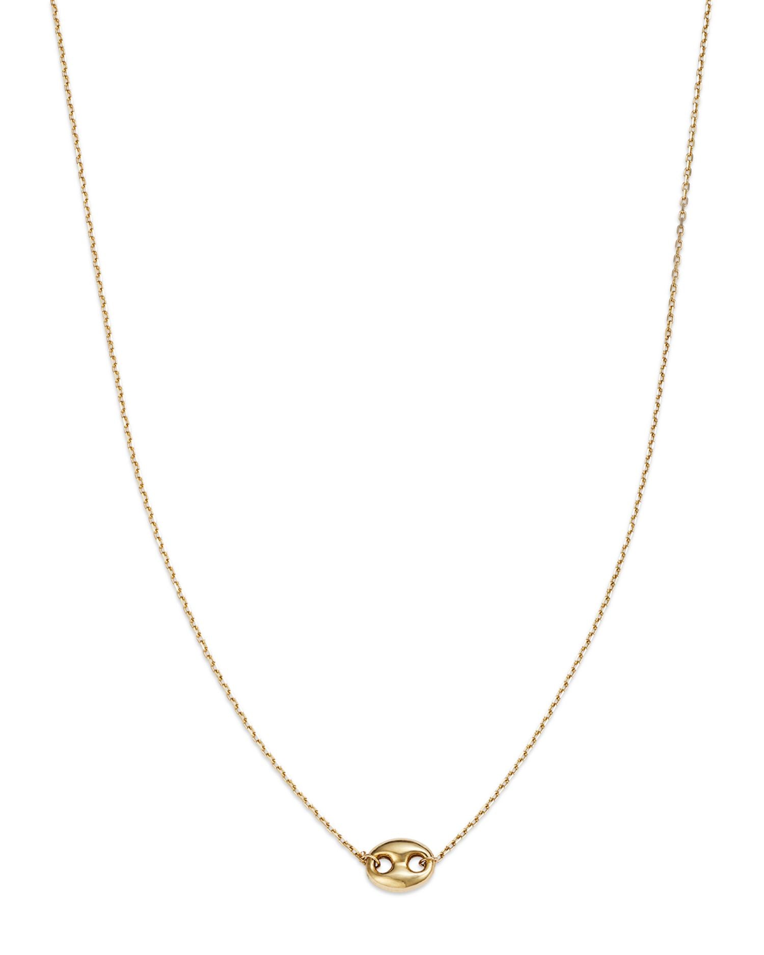 14K Yellow Gold Puff Mariner Link Pendant Necklace, 18'