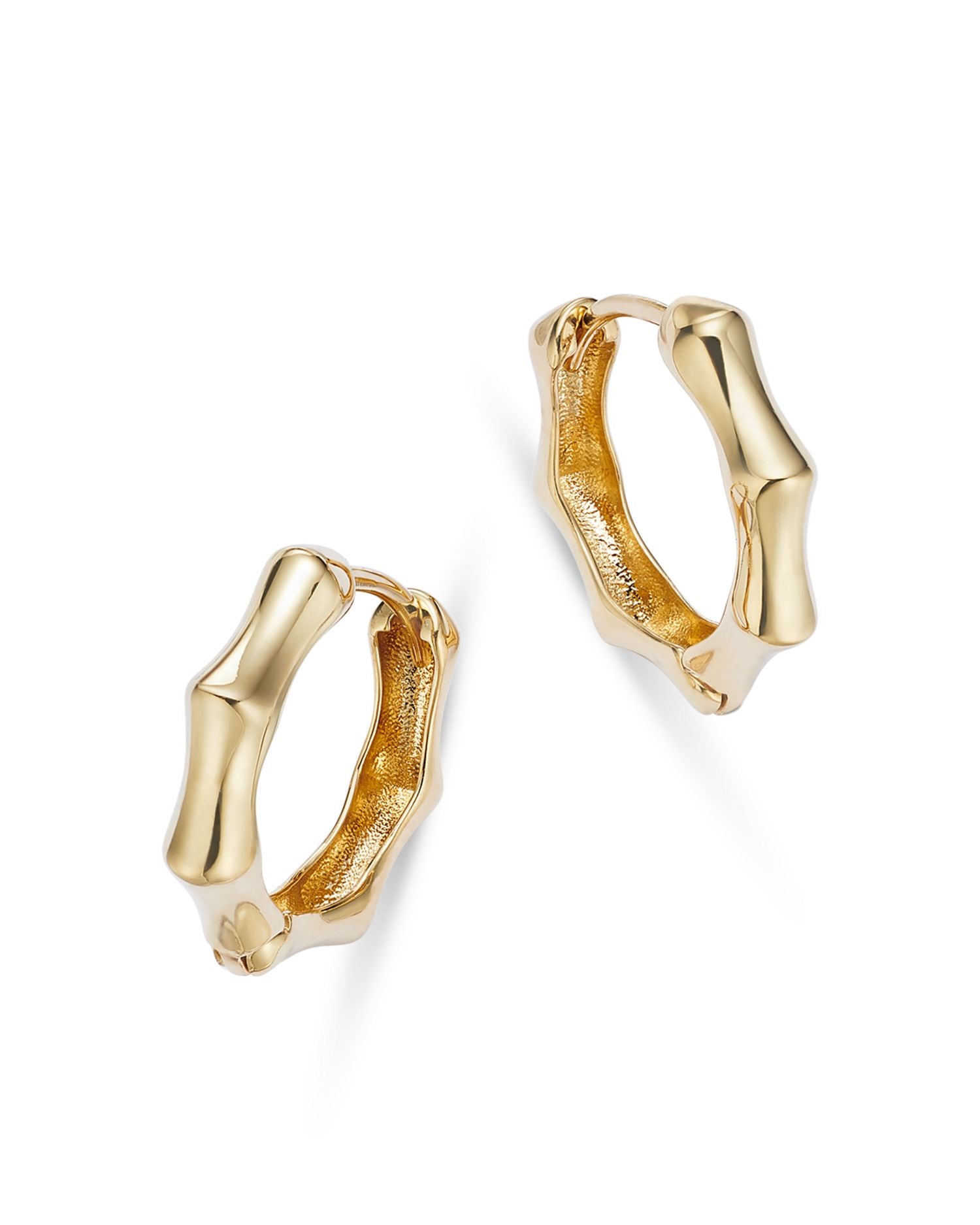 14K Yellow Gold Spike Hoop Earrings