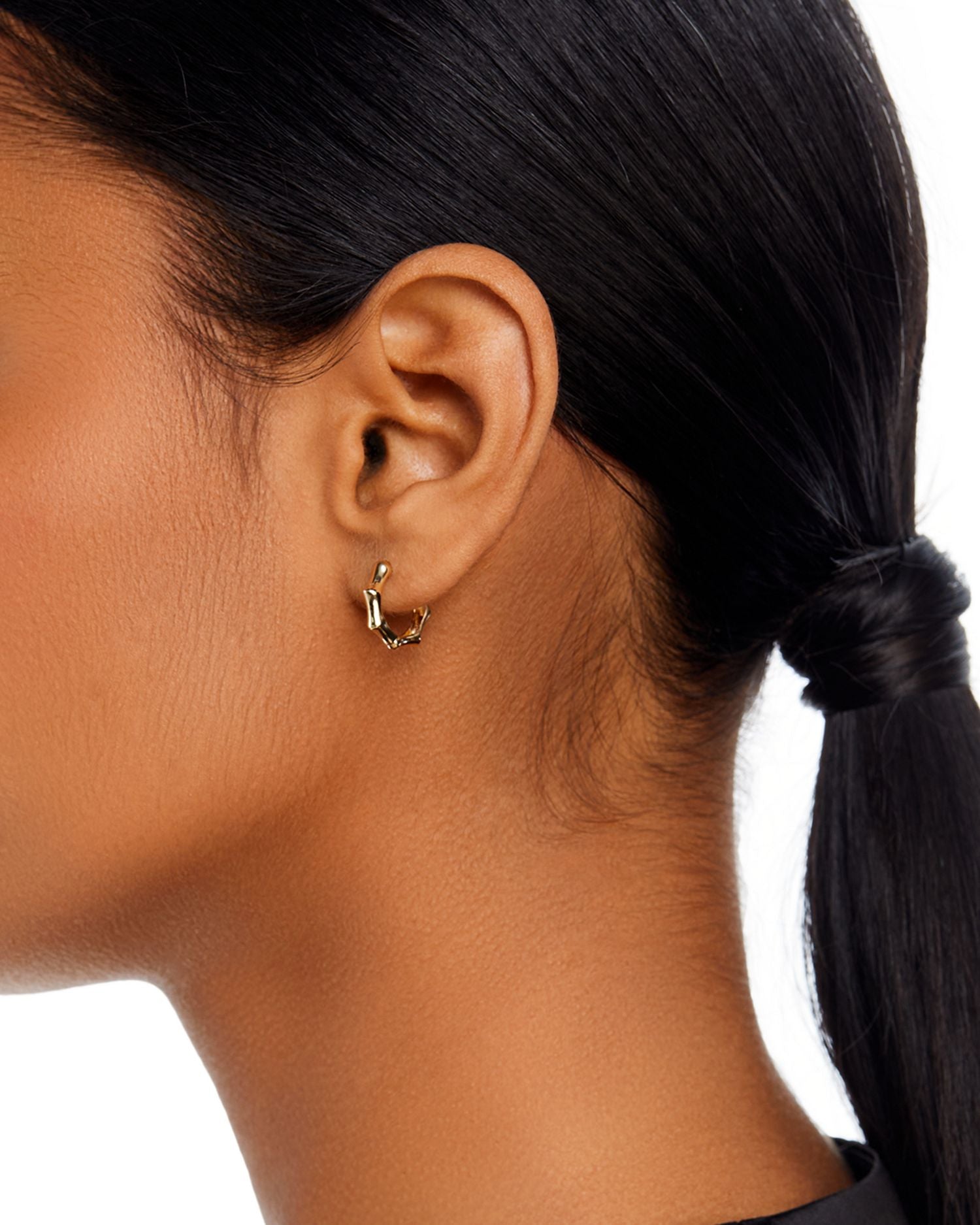 14K Yellow Gold Spike Hoop Earrings