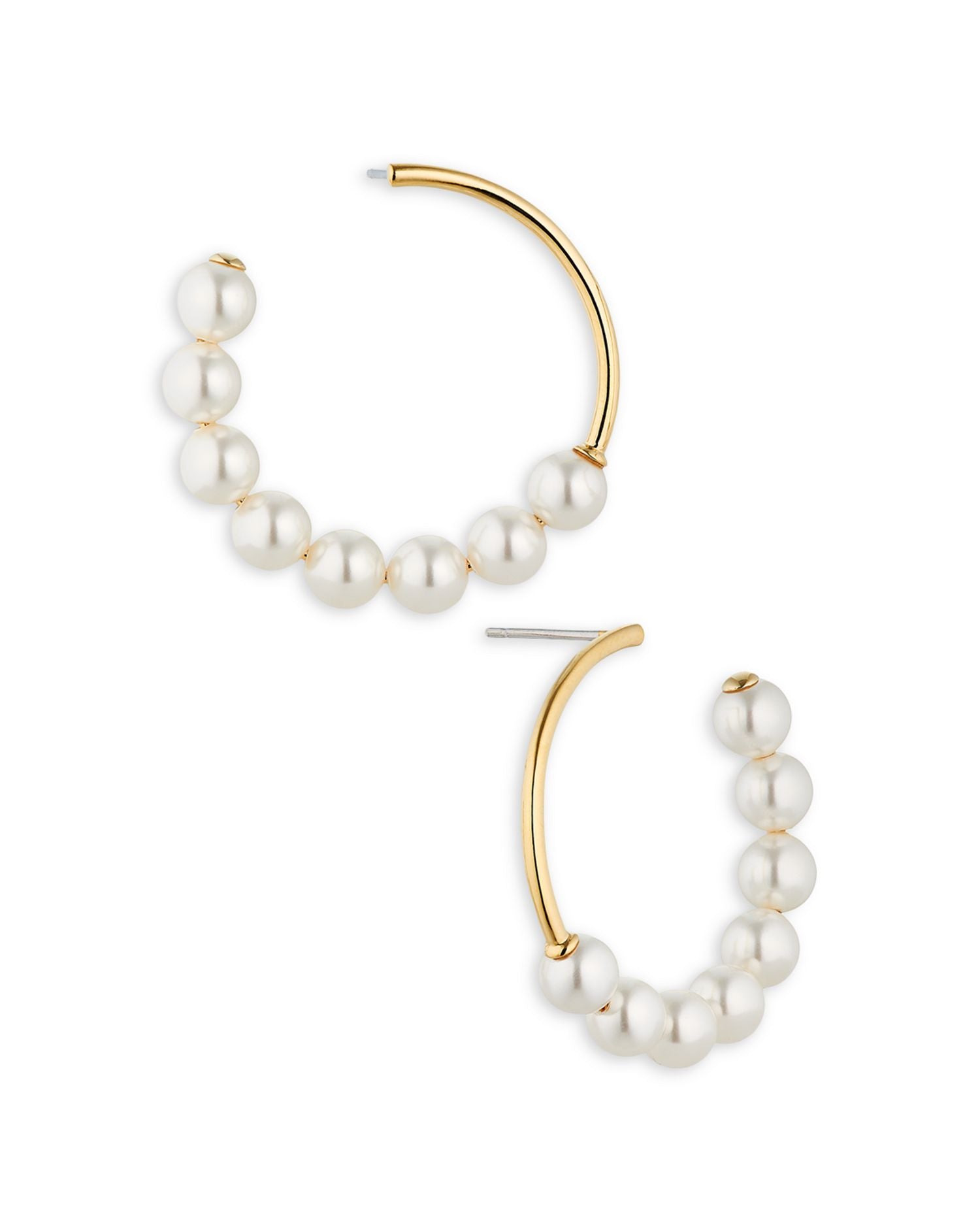 Dot Dot Dot Imitation Pearl Front to Back Hoop Earrings in 18K Gold Plated