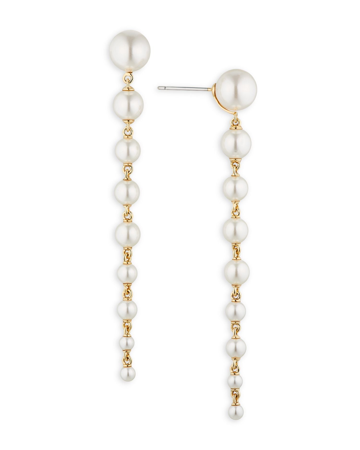 Dot Dot Dot Linear Imitation Pearl Drop Earrings in 18K Gold Plated