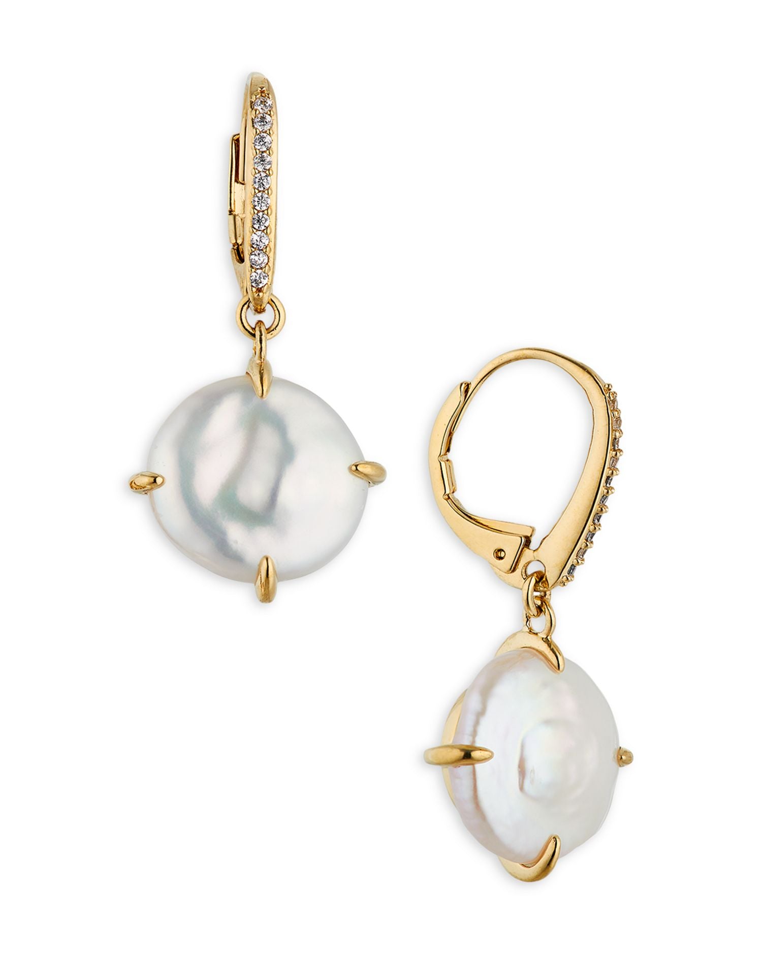 Dot Dot Dot Cultured Freshwater Coin Pearl Drop Earrings in 18K Gold Plated