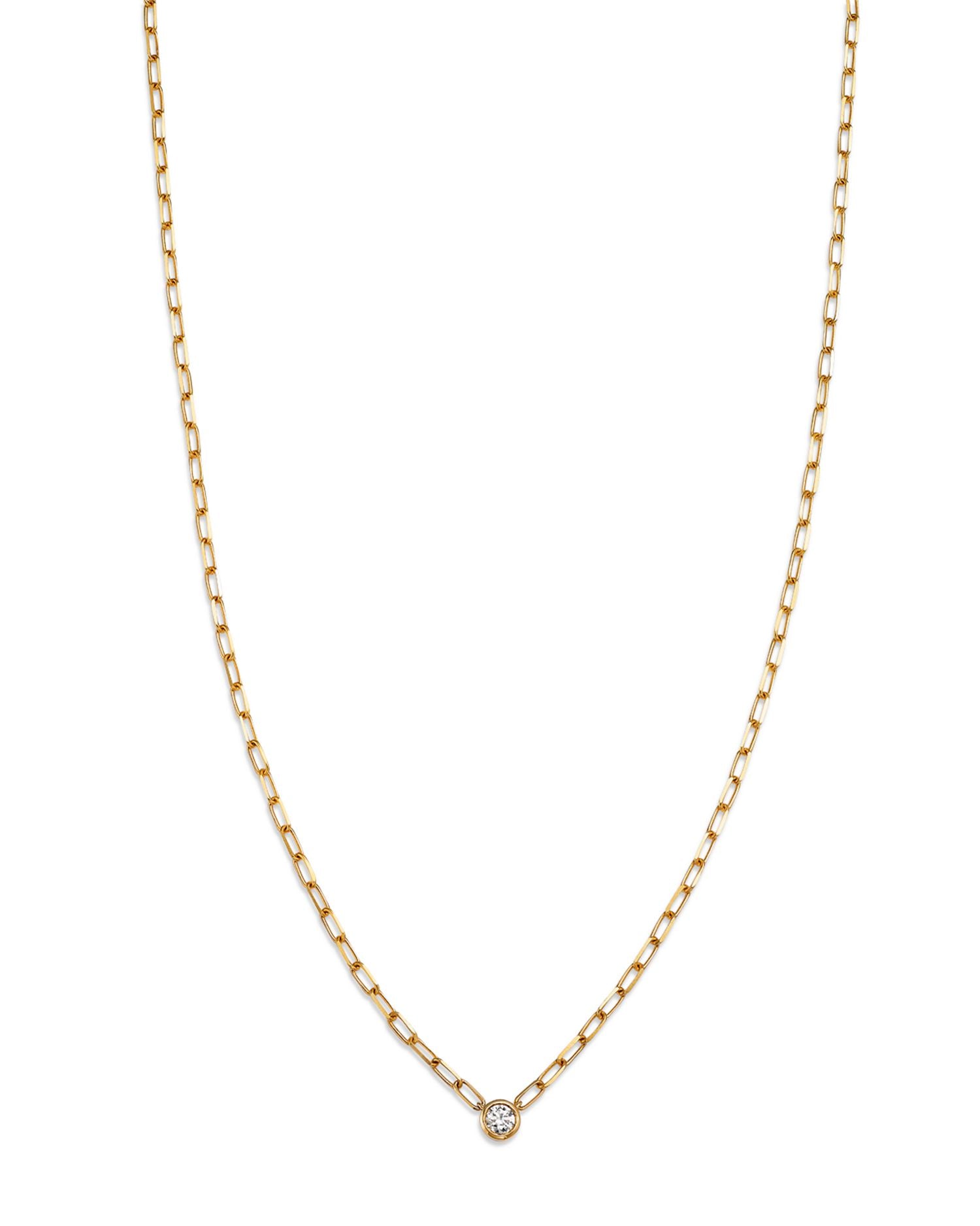 Diamond Solitaire Paperclip Necklace in 14K Yellow Gold, 0.15 ct. t.w. - Exclusive