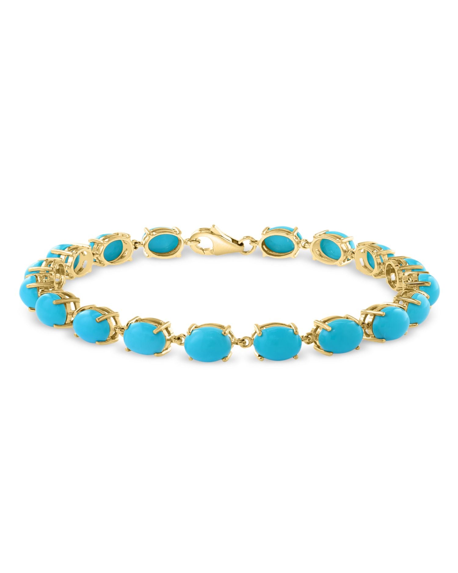 Turquoise Station Link Bracelet in 14K Yellow Gold - Exclusive