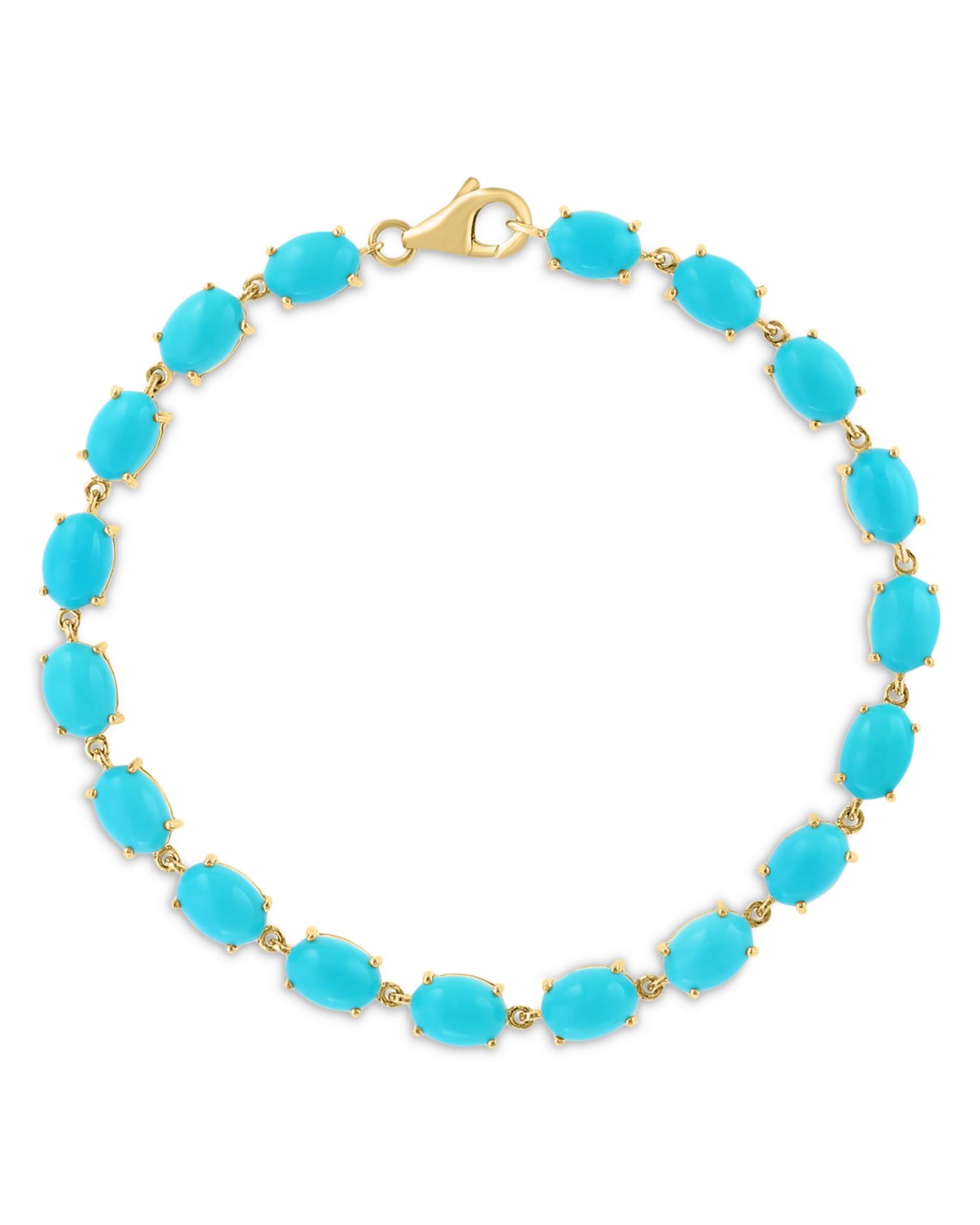 Turquoise Station Link Bracelet in 14K Yellow Gold - Exclusive