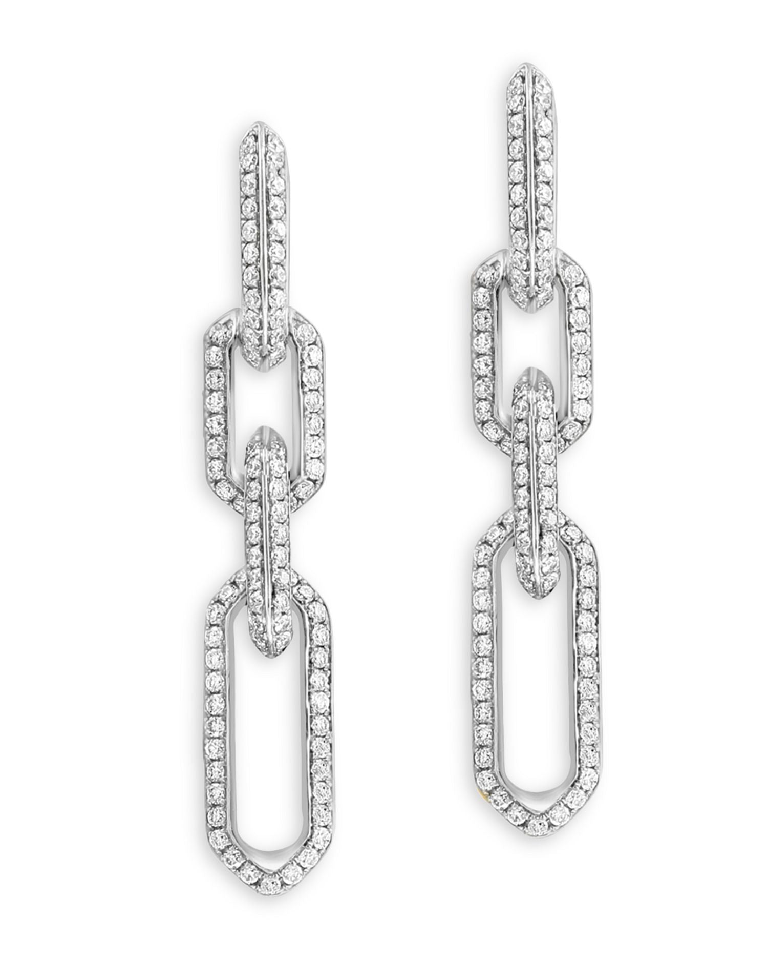 Diamond Link Drop Earrings in 14K White Gold, 1.10 ct. t.w. - Exclusive