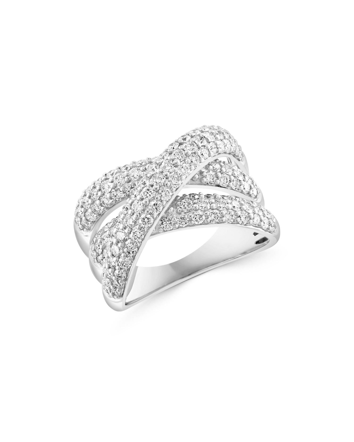 Diamond Crossover Ring in 14K White Gold, 1.70 ct. t.w. - Exclusive