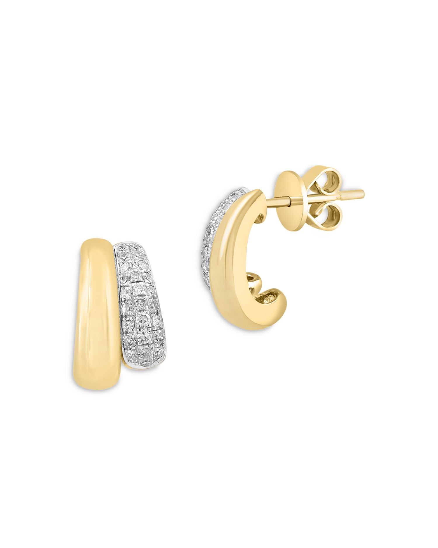 Diamond Huggie Hoop Earrings in 14K Yellow Gold, 0.29 ct. t.w. - Exclusive