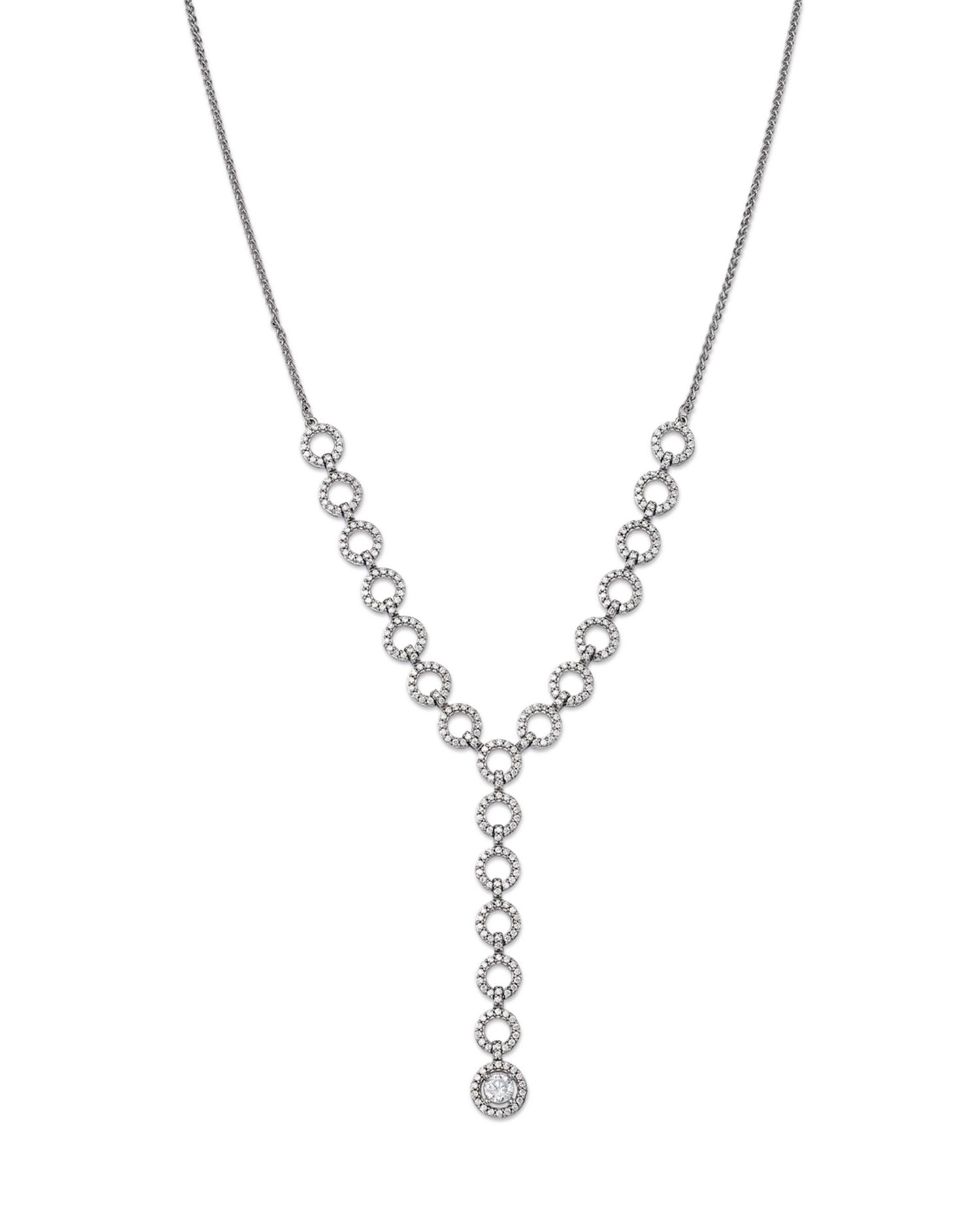 Diamond Circle Lariat Necklace in 14K White Gold, 1.50 ct. t.w. - Exclusive