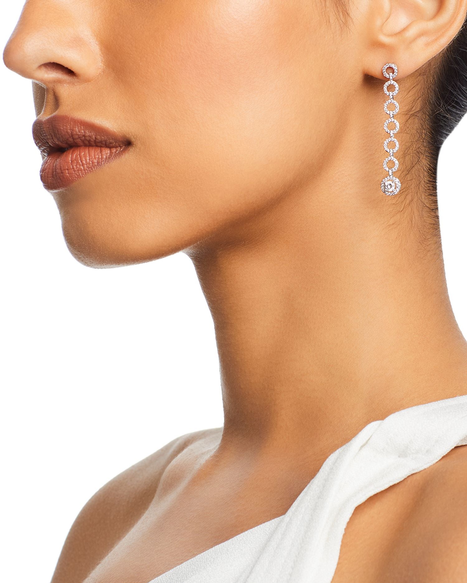 Diamond Open Circle Drop Earrings in 14K White Gold, 1.0 ct. t.w - Exclusive