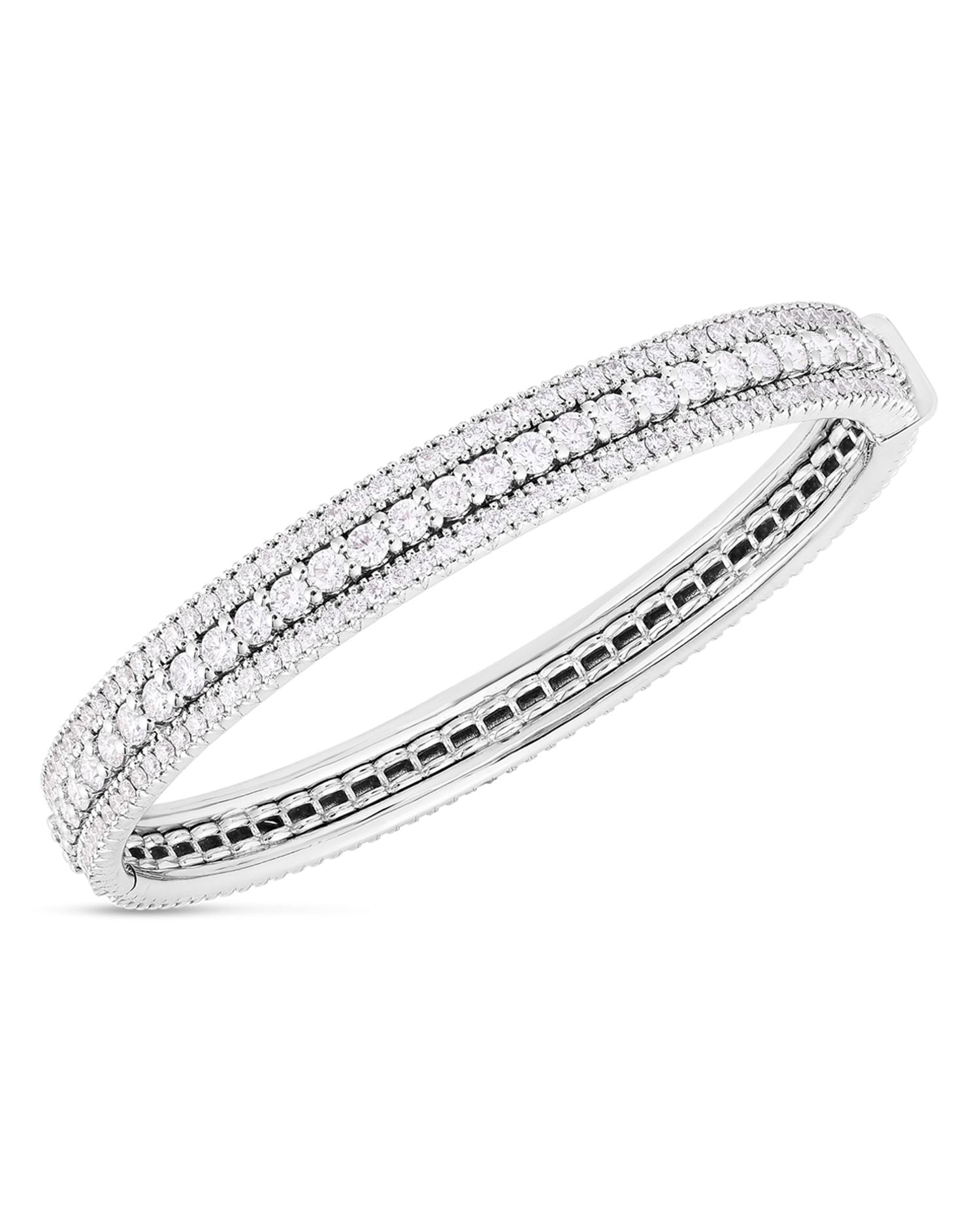 18K White Gold Siena Diamond Triple Row Bangle Bracelet
