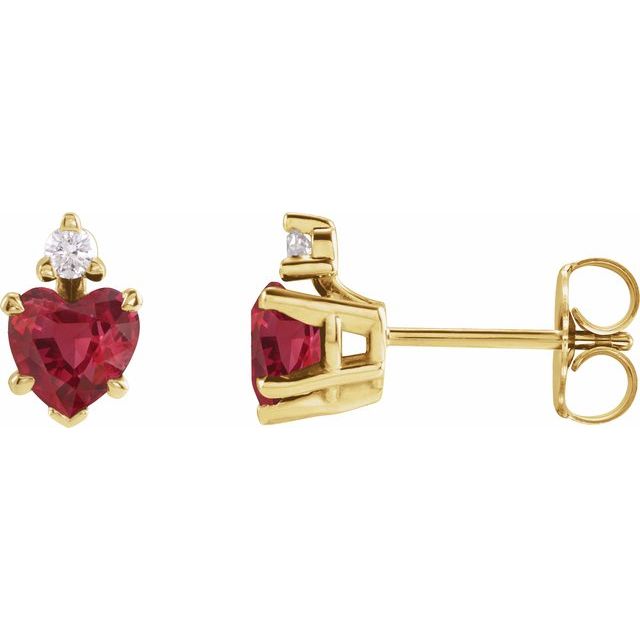 0.06Ct Lab-grown and Natural Diamond Stud Earrings in 14K Yellow Gold