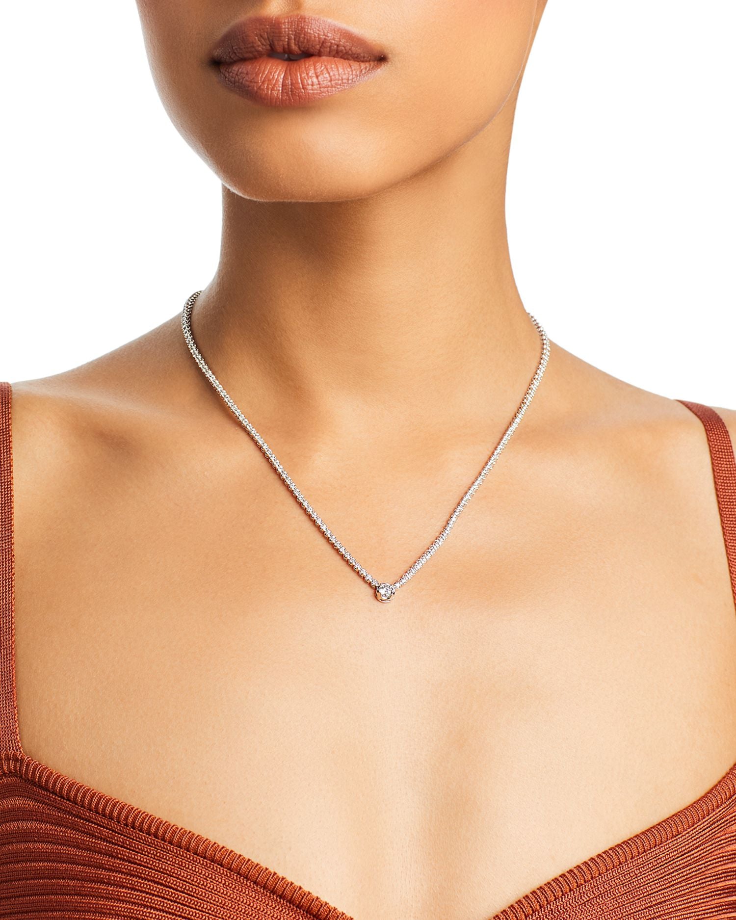 Diamond Solitaire Tennis Necklace in 14K White Gold, 2.30 ct. t.w. - Exclusive
