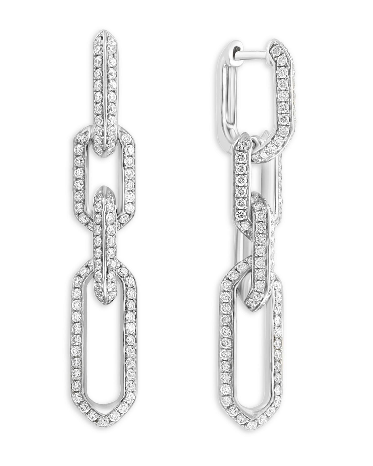 Diamond Link Drop Earrings in 14K White Gold, 1.10 ct. t.w. - Exclusive