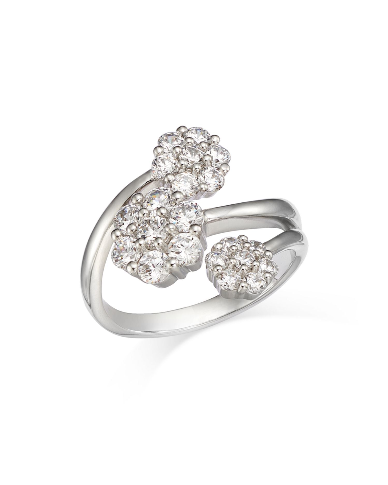 Diamond Flower Cluster Bypass Ring in 14K White Gold, 1.50 ct. t.w. - Exclusive