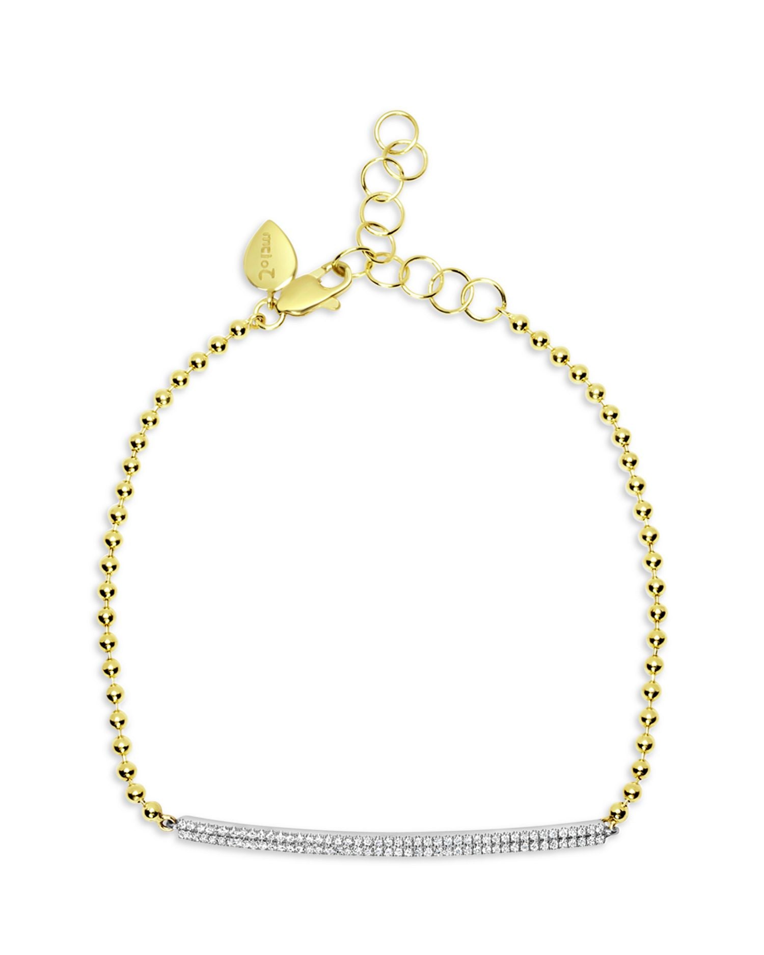 14K Yellow Gold Diamond Bar Bead Chain Bracelet