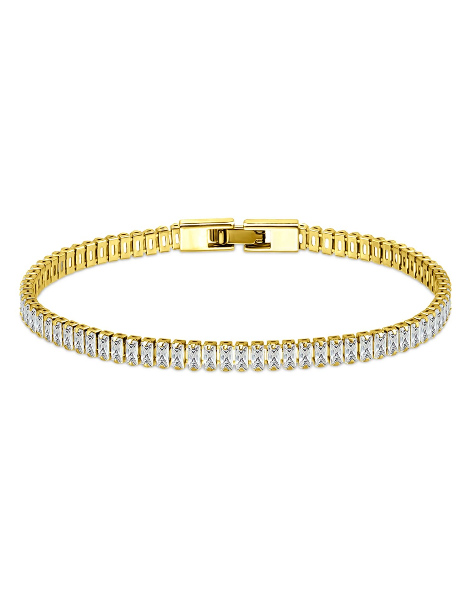 Baguette Stone Tennis Bracelet in Sterling Silver or 18K Gold Over Sterling Silver - Exclusive