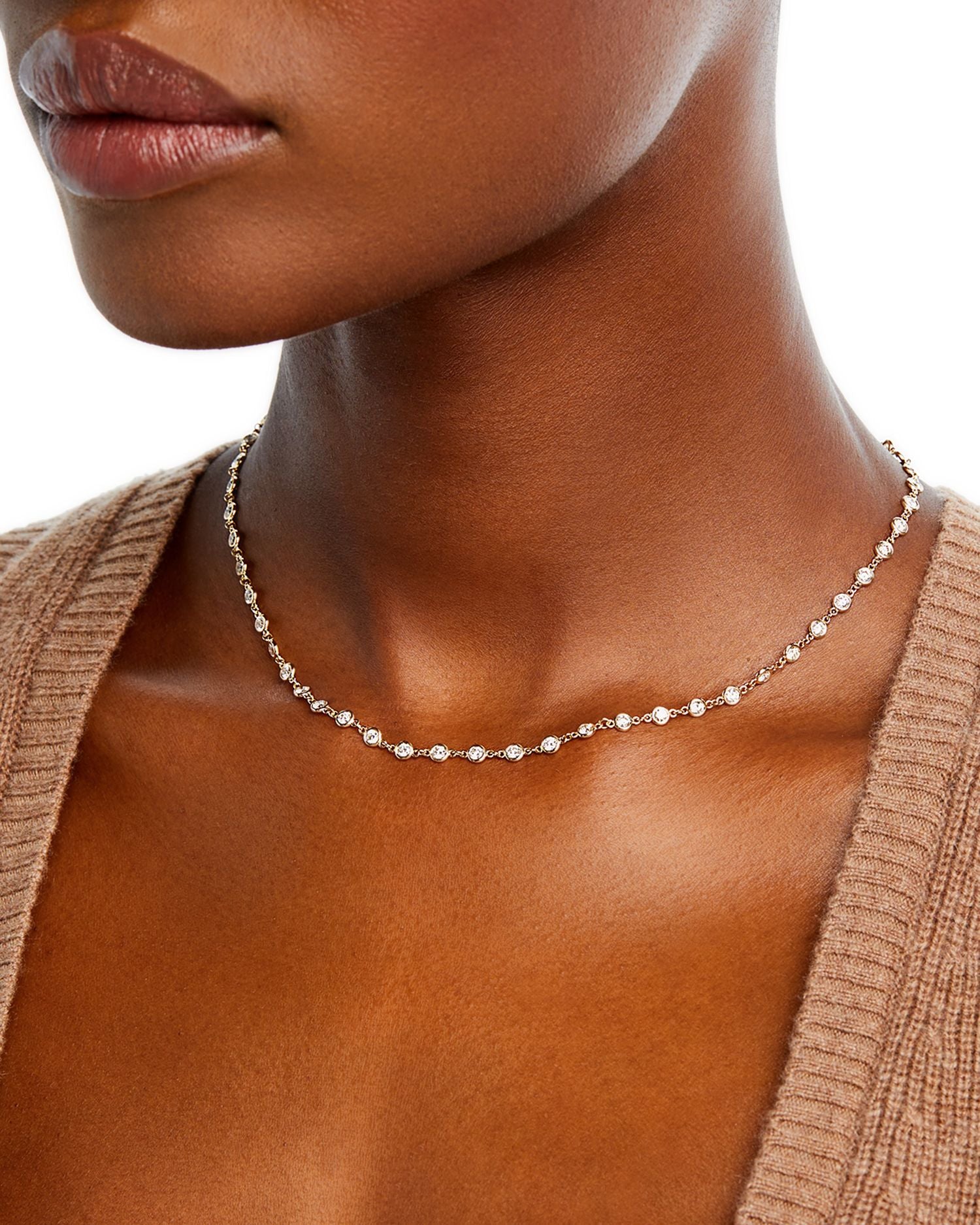 Diamond Station Tennis Necklace in 14K Yellow Gold, 3.60 ct. t.w.