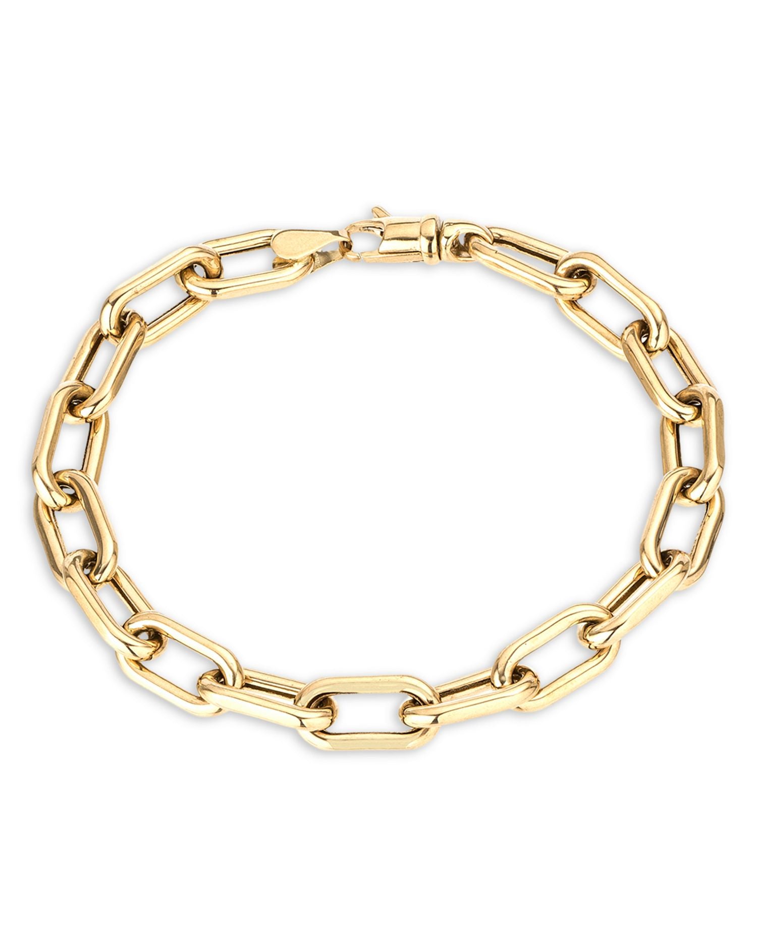 Polished Wide Chain Link Bracelet in 14K Yellow Gold