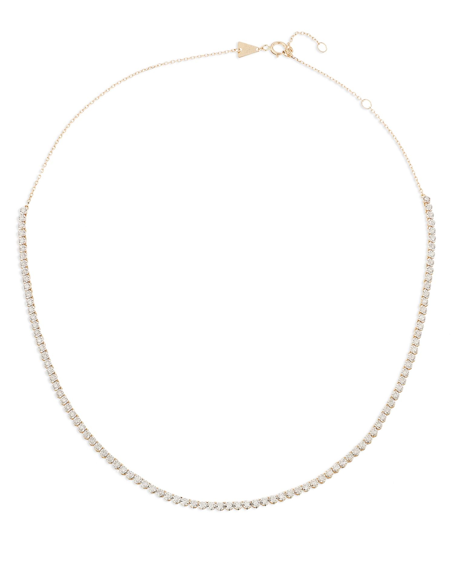 14K Yellow Gold Diamond Half Riviera Necklace, 14-16"