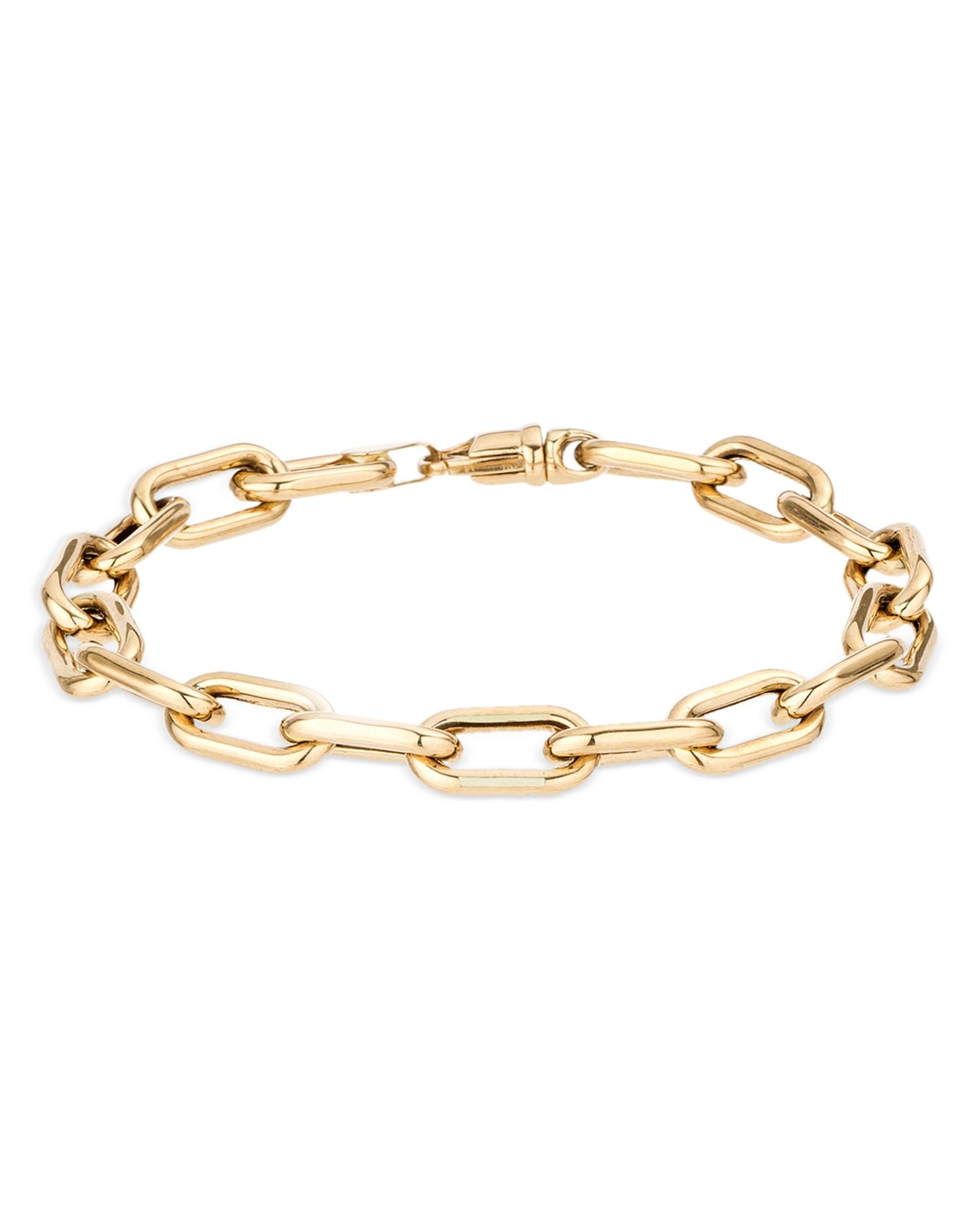 Polished Wide Chain Link Bracelet in 14K Yellow Gold