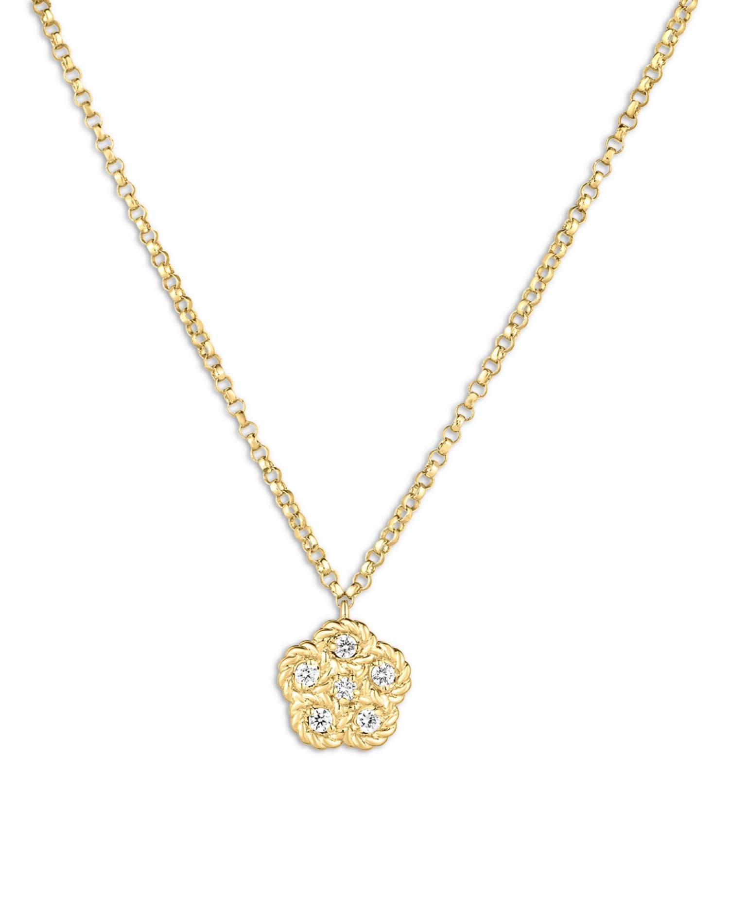 18K Yellow Gold Daisy Diamond Flower Pendant Necklace, 16-18' - Exclusive