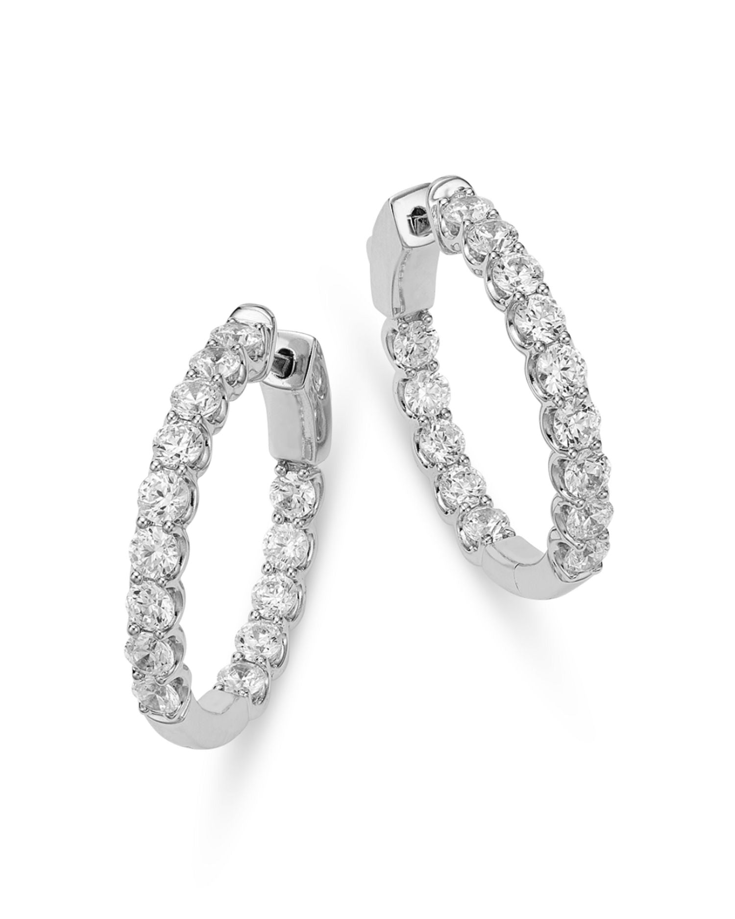 Diamond Inside Out Hoop Earrings in 14K White Gold, 2.50 ct. t.w. - Exclusive
