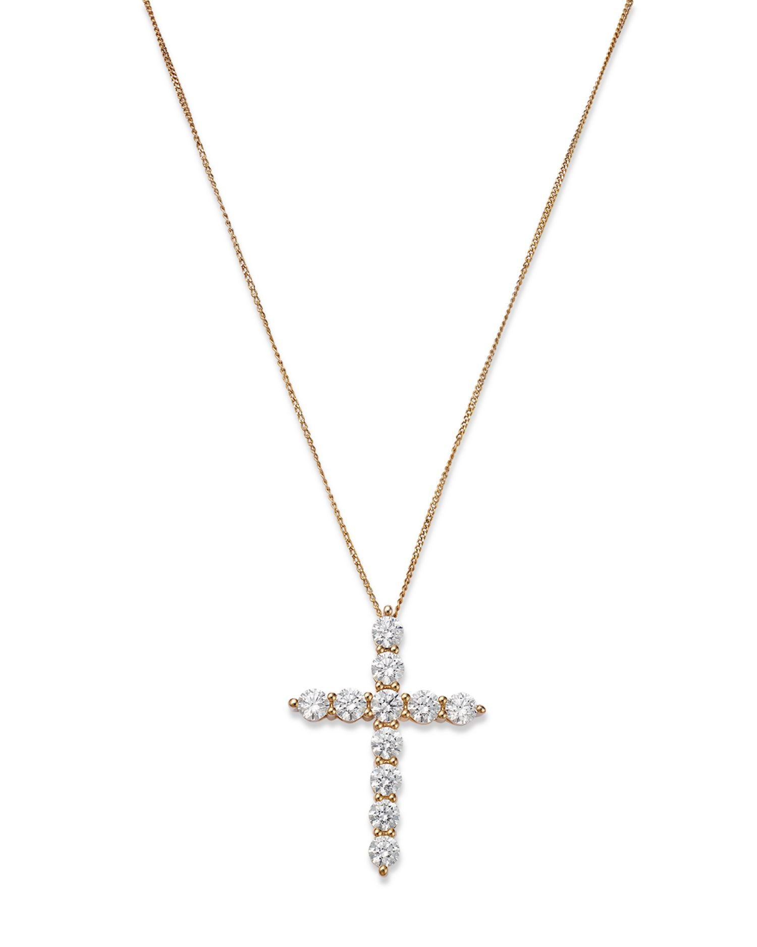 Diamond Cross Pendant Necklace in 14K Yellow Gold, 2.0 ct. t.w.