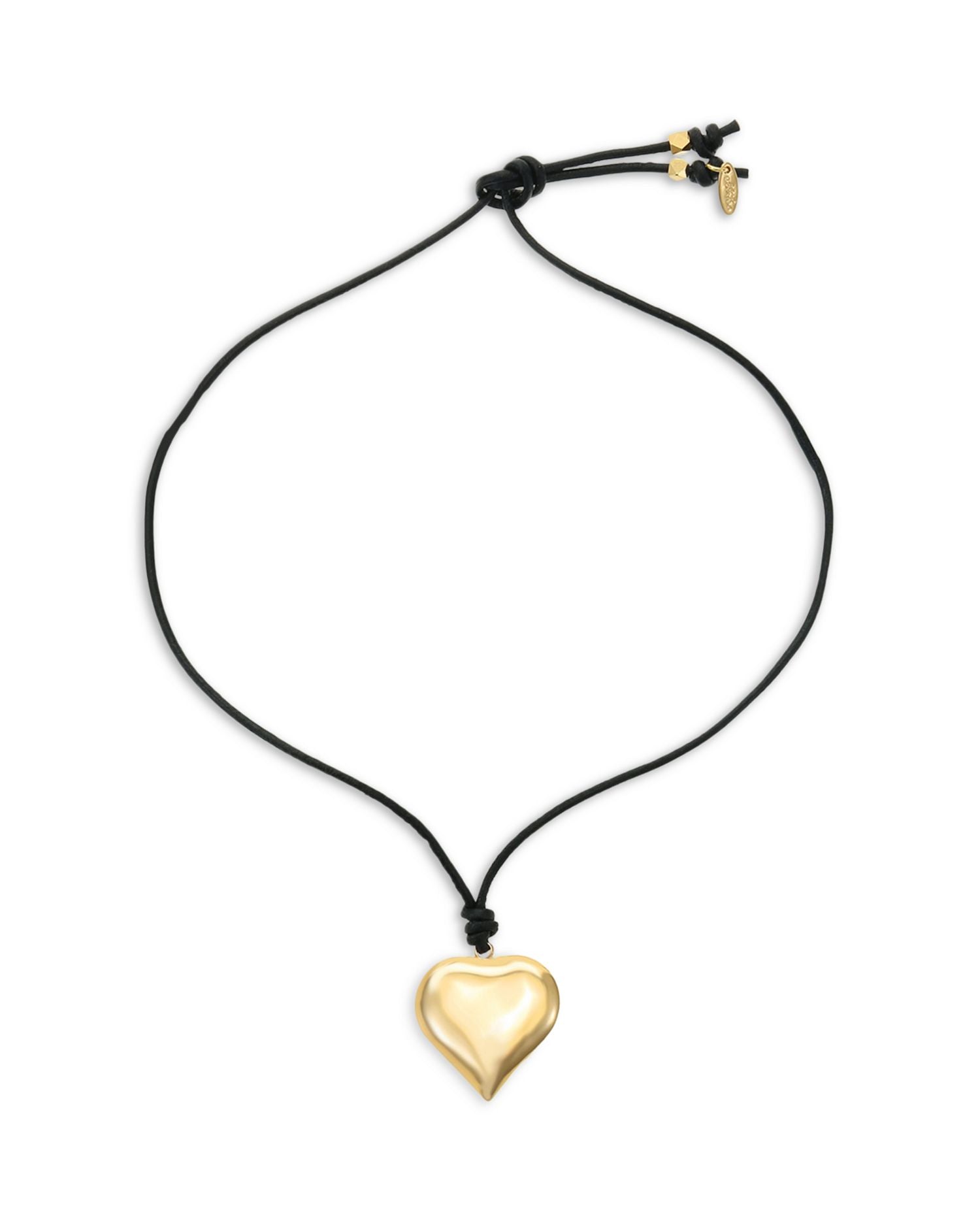 Heart Faux Leather Cord Pendant Necklace in 18K Gold Plated, 20'