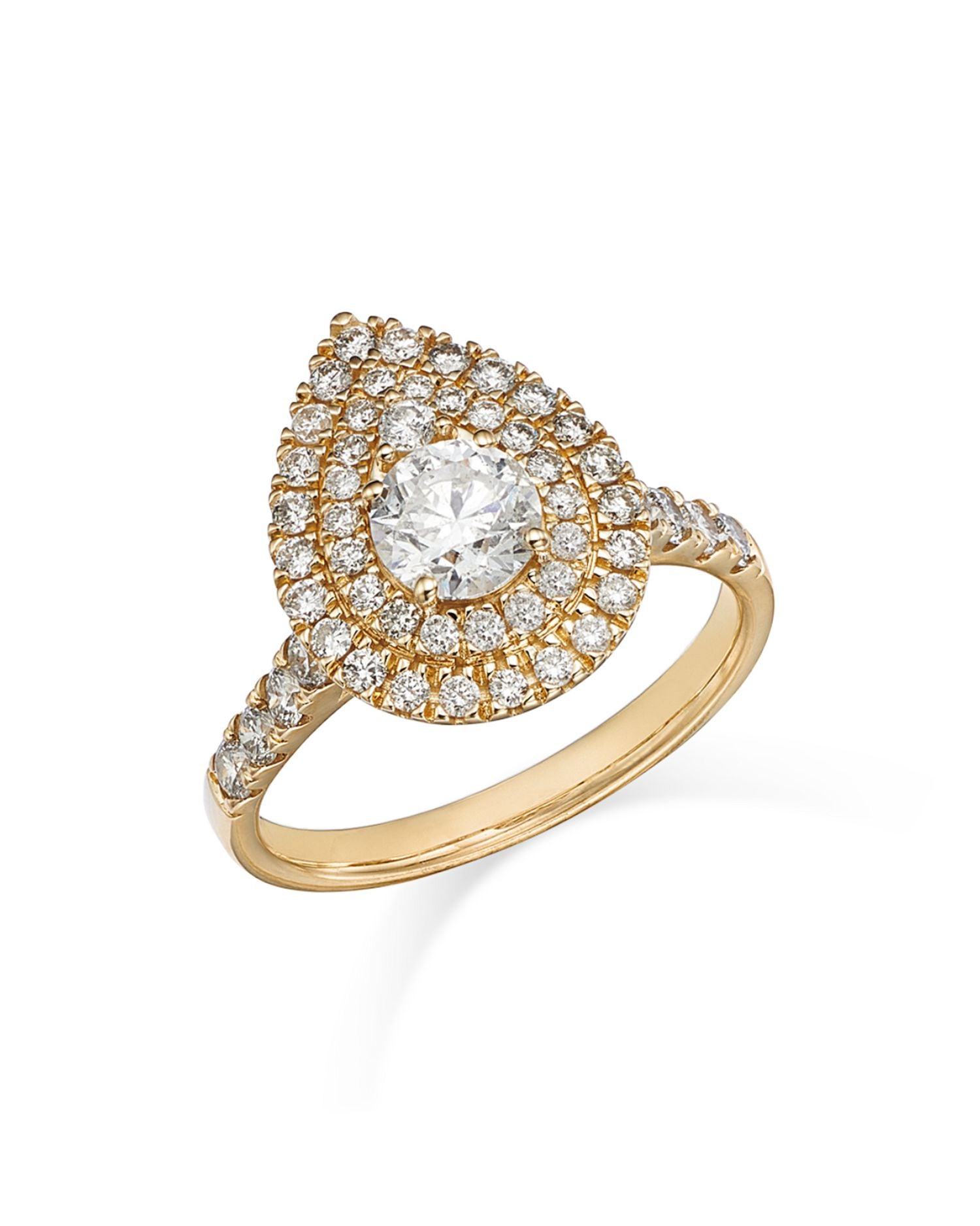 Diamond Halo Cluster Ring in 14K Yellow Gold, 1.50 ct. t.w.