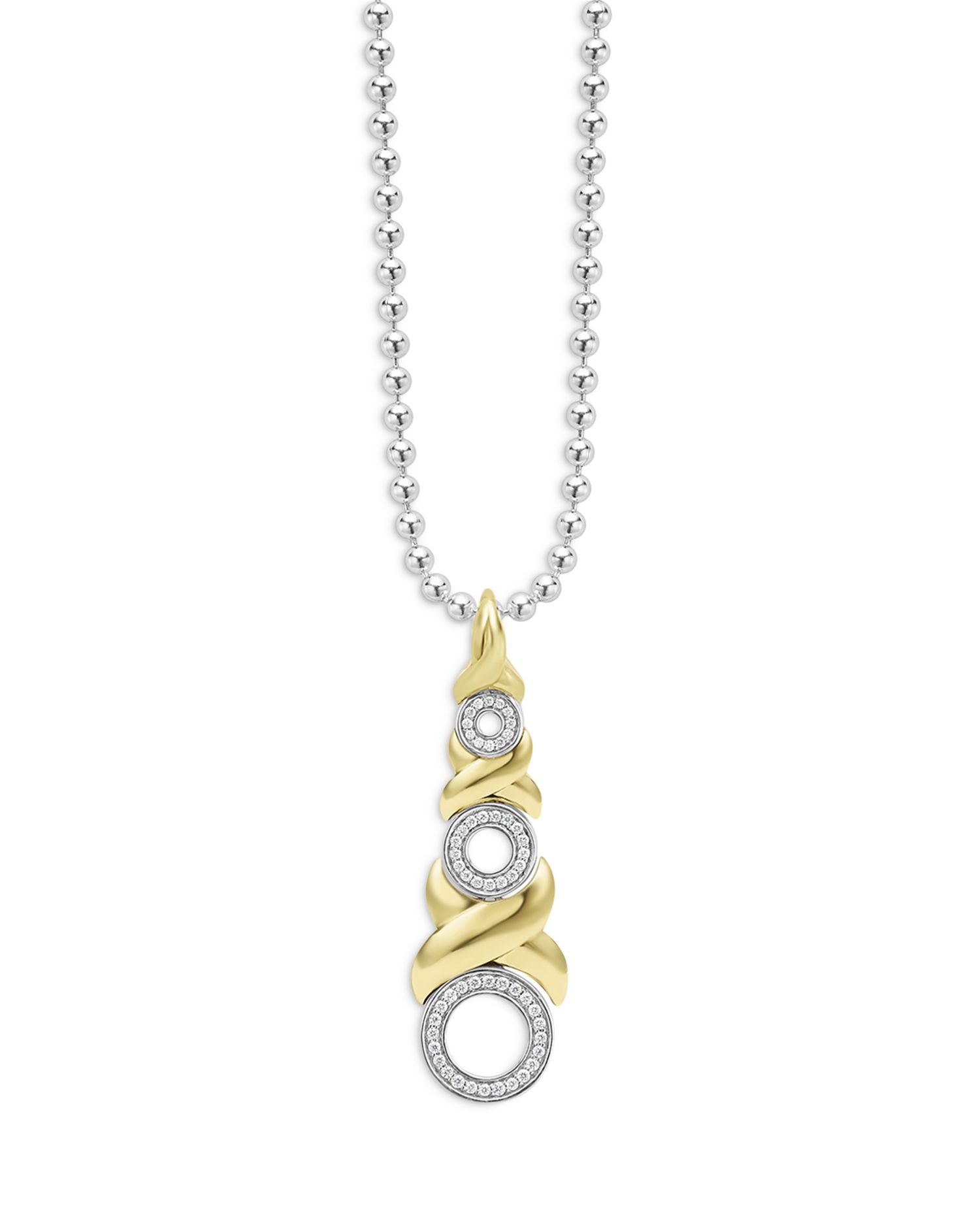 18K Yellow Gold & Sterling Silver Embrace Diamond Triple XO Pendant Necklace, 16'-18'