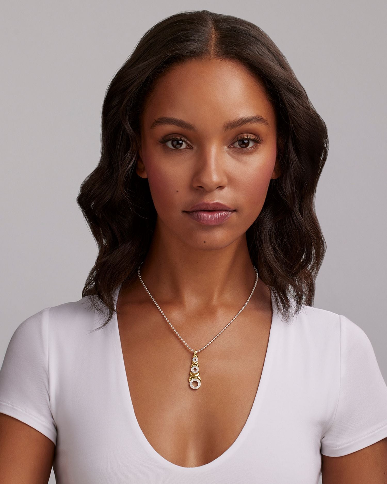 18K Yellow Gold & Sterling Silver Embrace Diamond Triple XO Pendant Necklace, 16'-18'