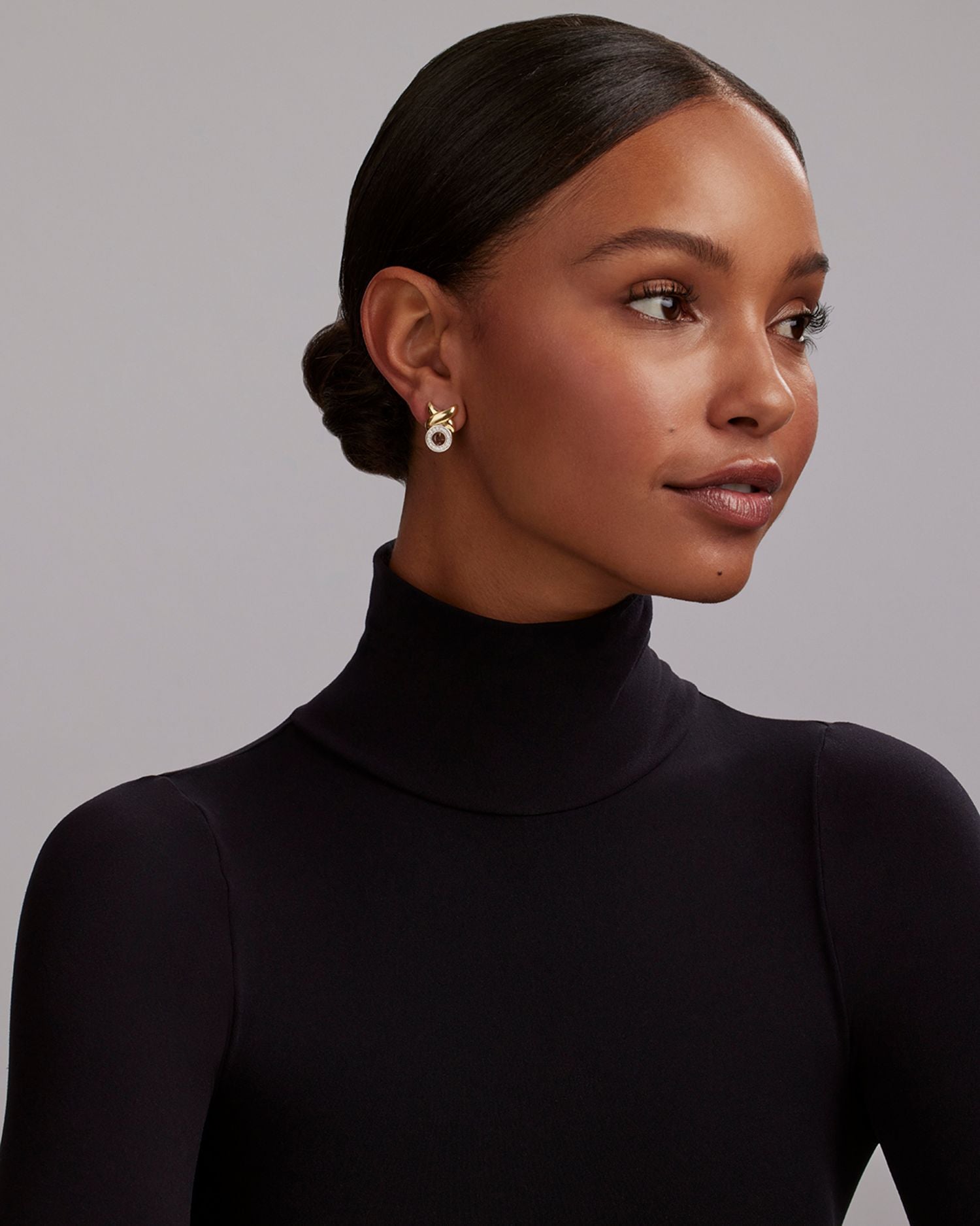 18K Yellow Gold & Sterling Silver Embrace Diamond XO Omega Earrings