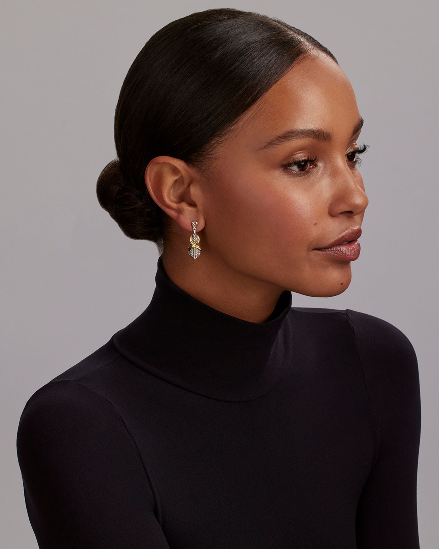 18K Yellow Gold & Sterling Silver Embrace X Caviar Bead Drop Earrings