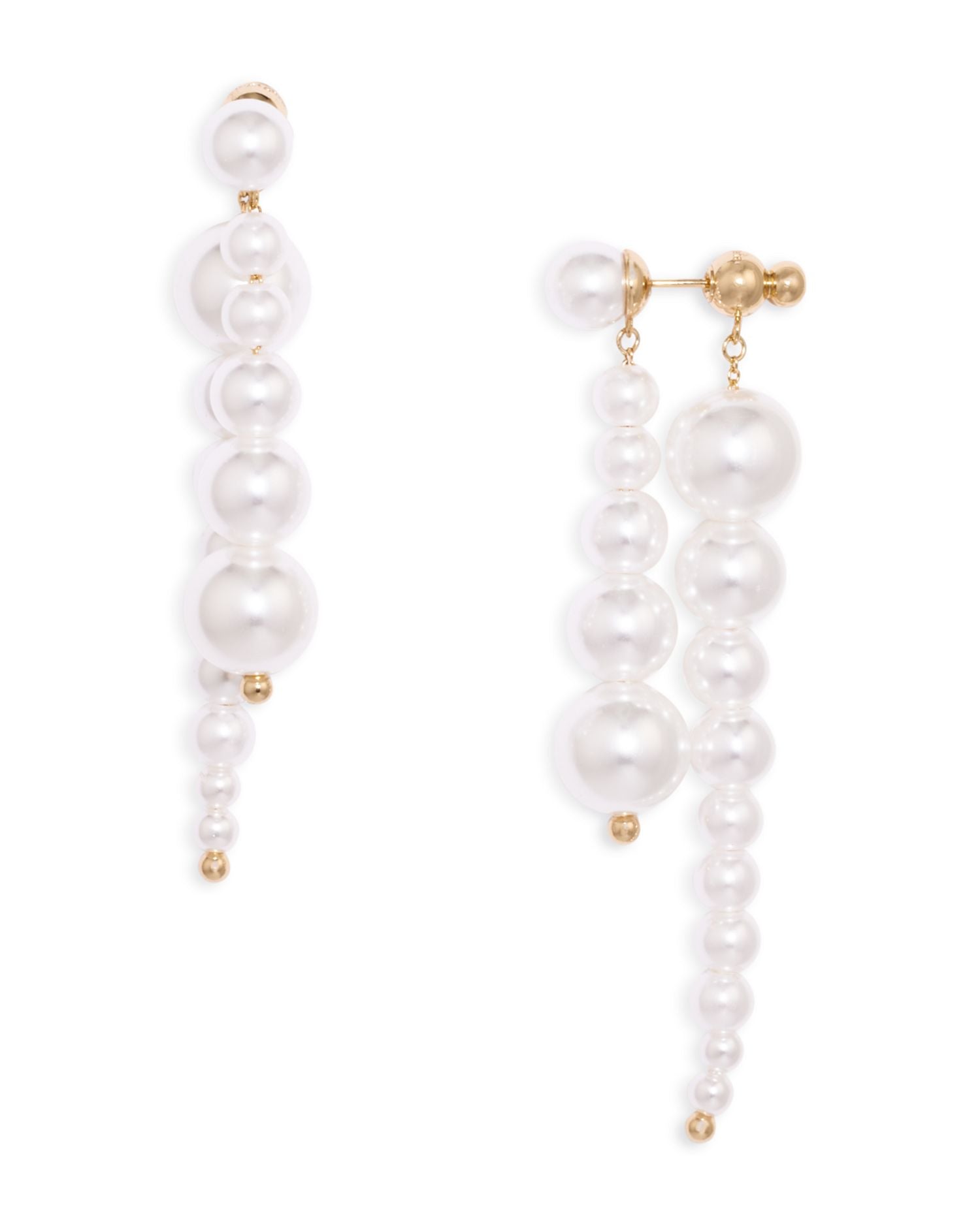 Loreli Imitation Pearl Front to Back Earrings in Gold Tone