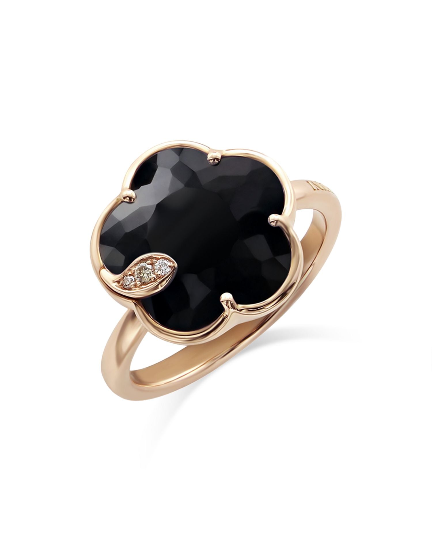 18K Rose Gold Petit Joli Onyx & Diamond Flower Statement Ring