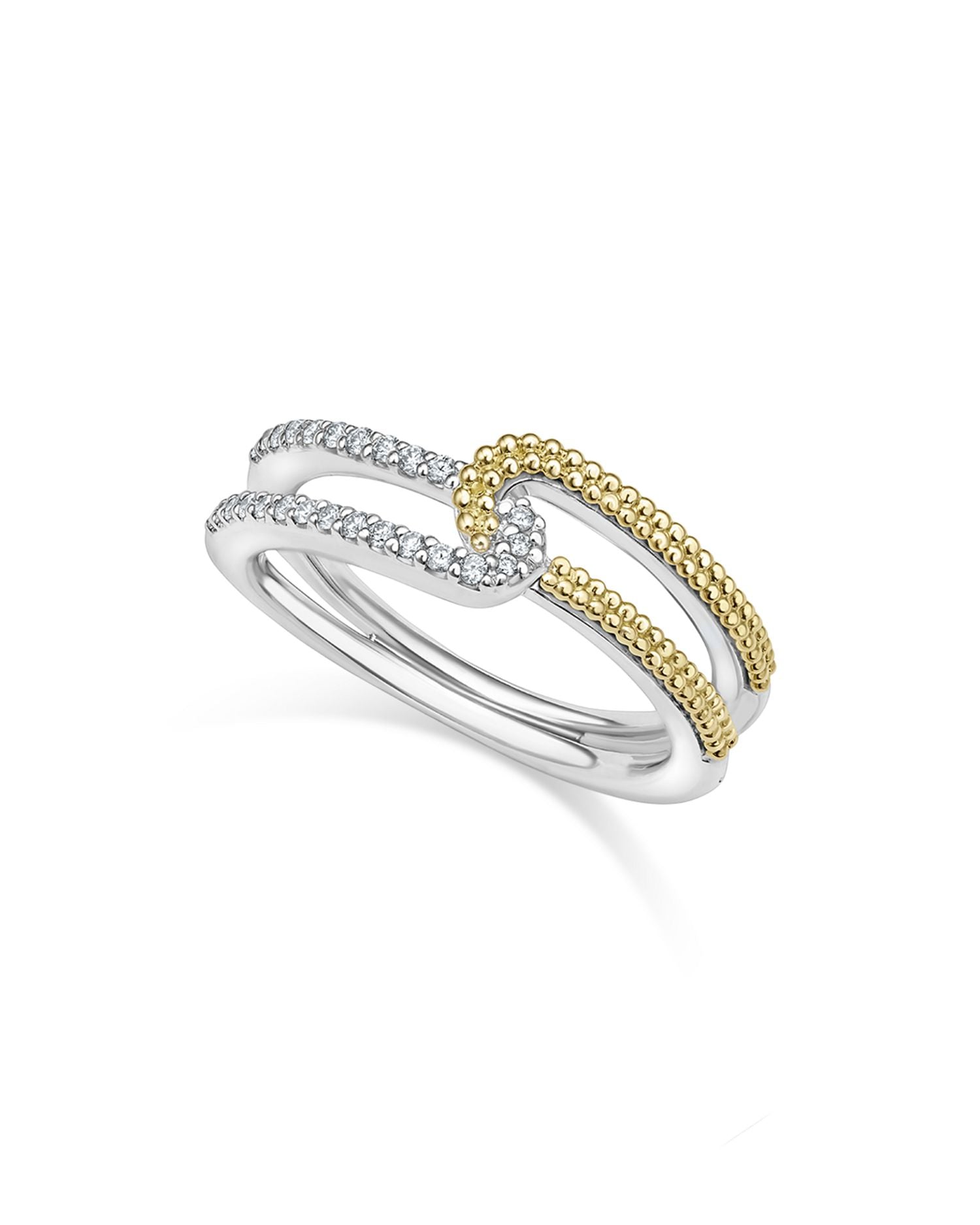 18K Yellow Gold & Sterling Silver Caviar Lux-Clip Diamond Small  Statement Ring - Exclusive