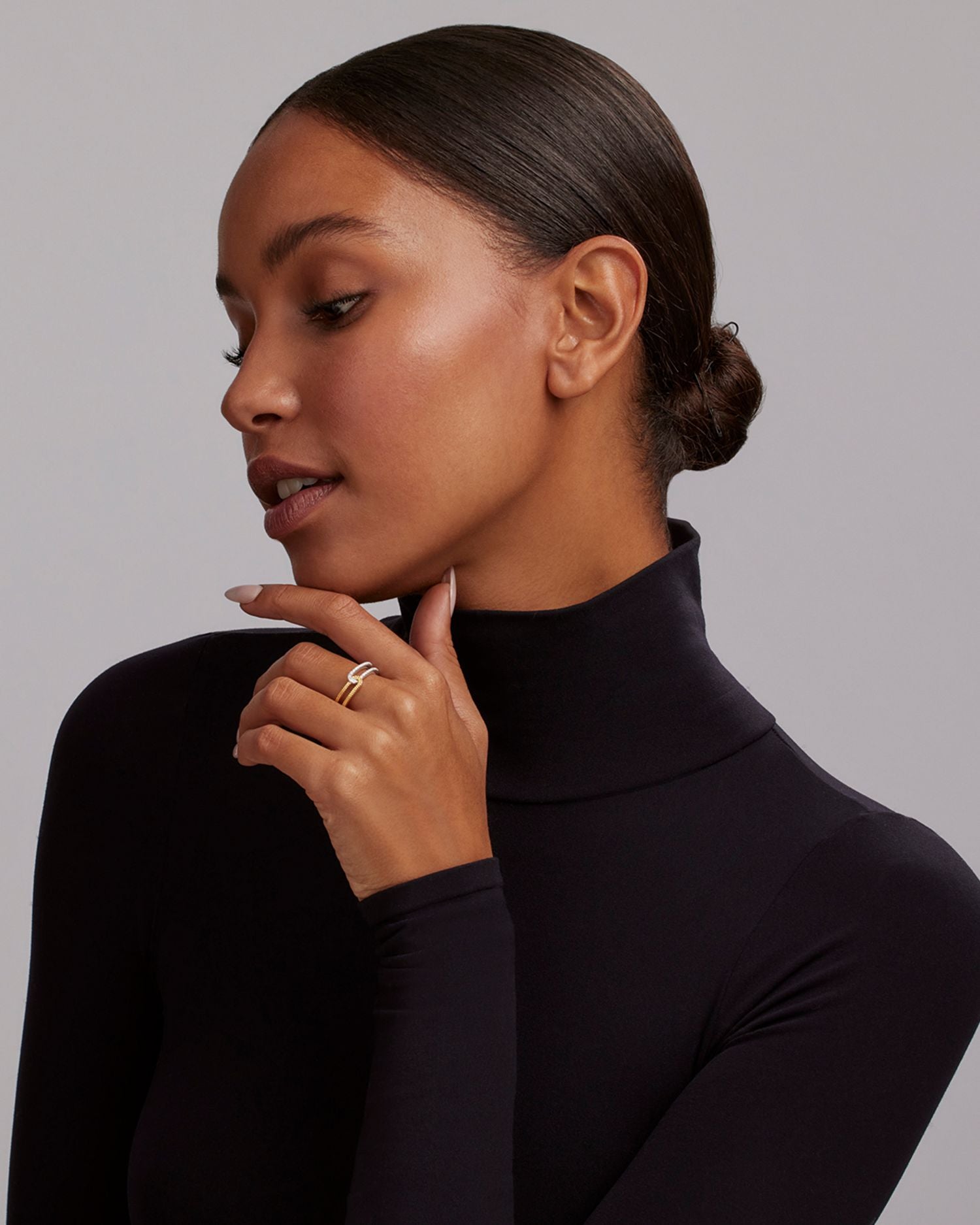 18K Yellow Gold & Sterling Silver Caviar Lux-Clip Diamond Small  Statement Ring - Exclusive