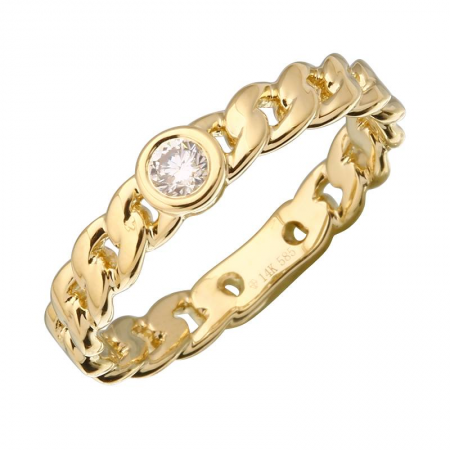 Gold Diamond Bezel Mini Cuban Link Ring