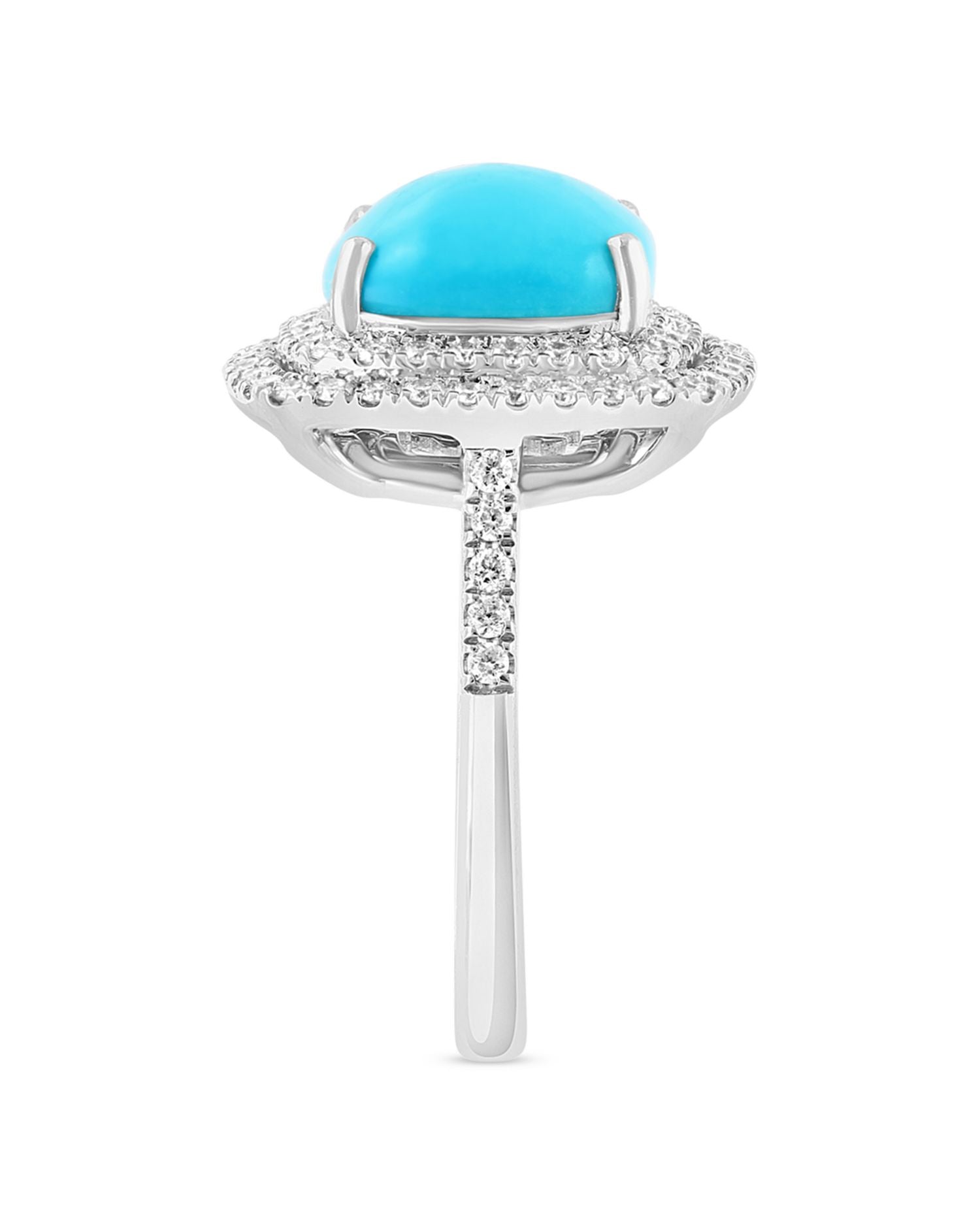 Turquoise & Diamond Halo Ring in 14K White Gold - Exclusive