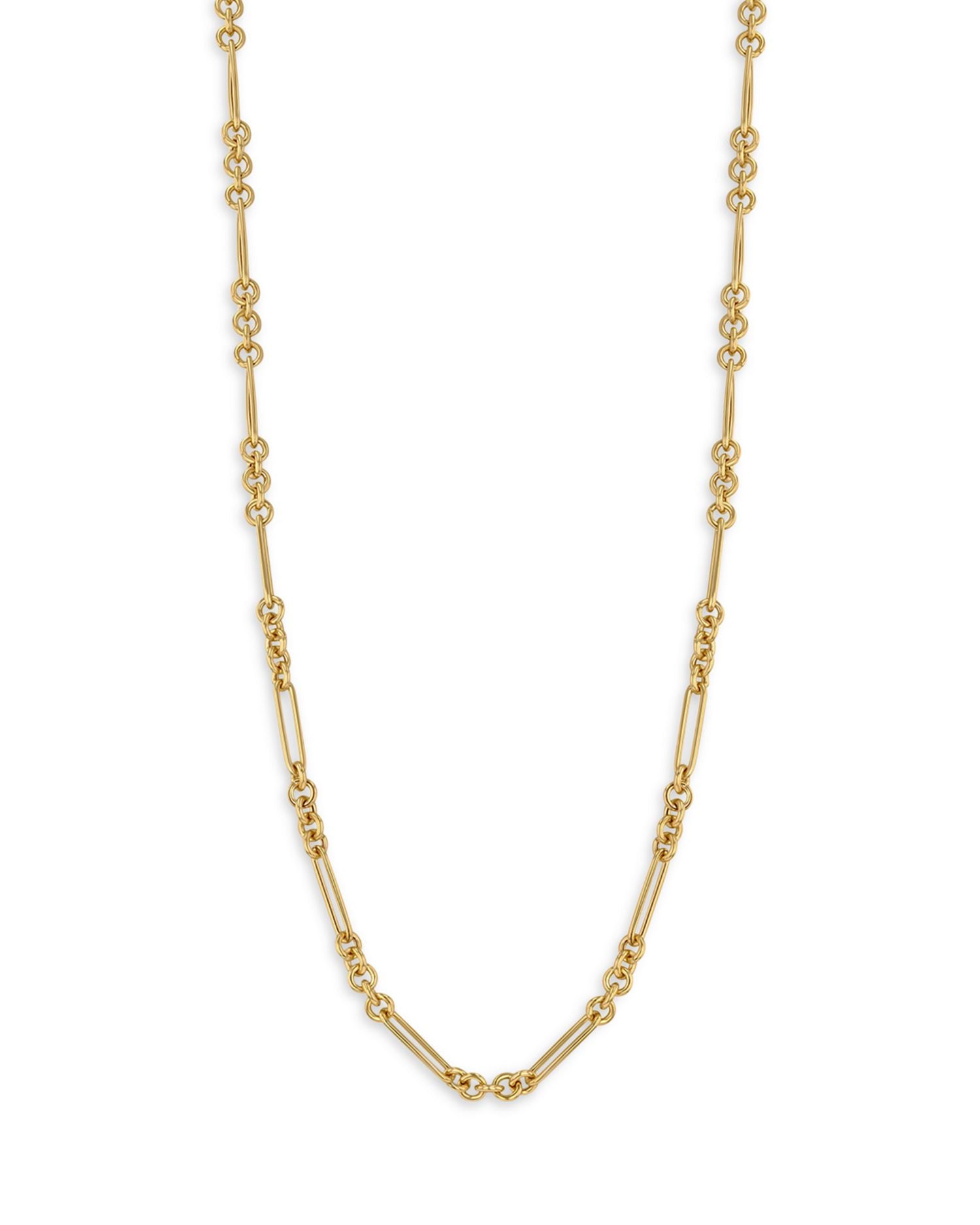 14K Yellow Gold Paperclip & Rolo Mixed Link Chain Necklace, 16-18'