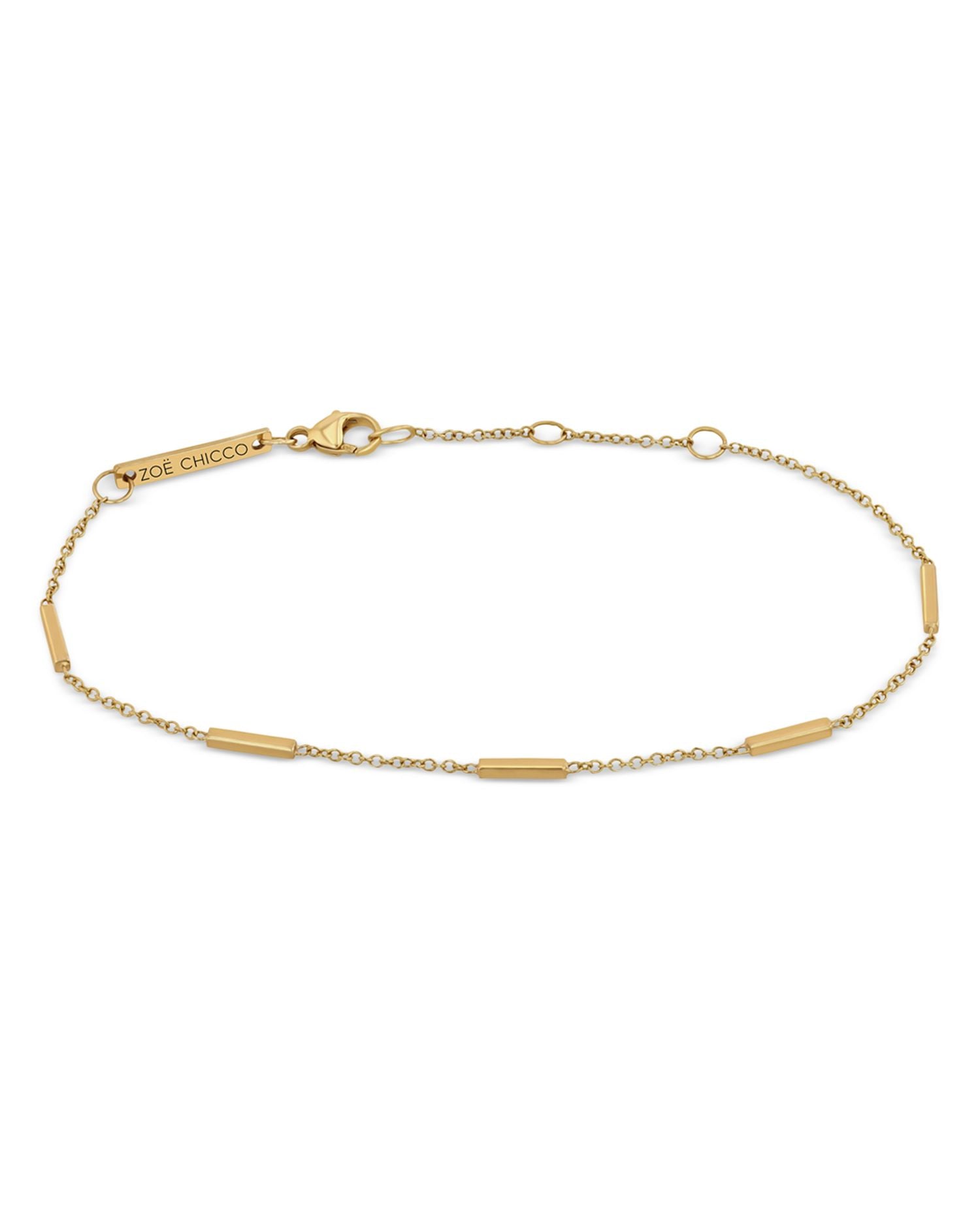 14K Yellow Gold Gold Bars Station Link Bracelet