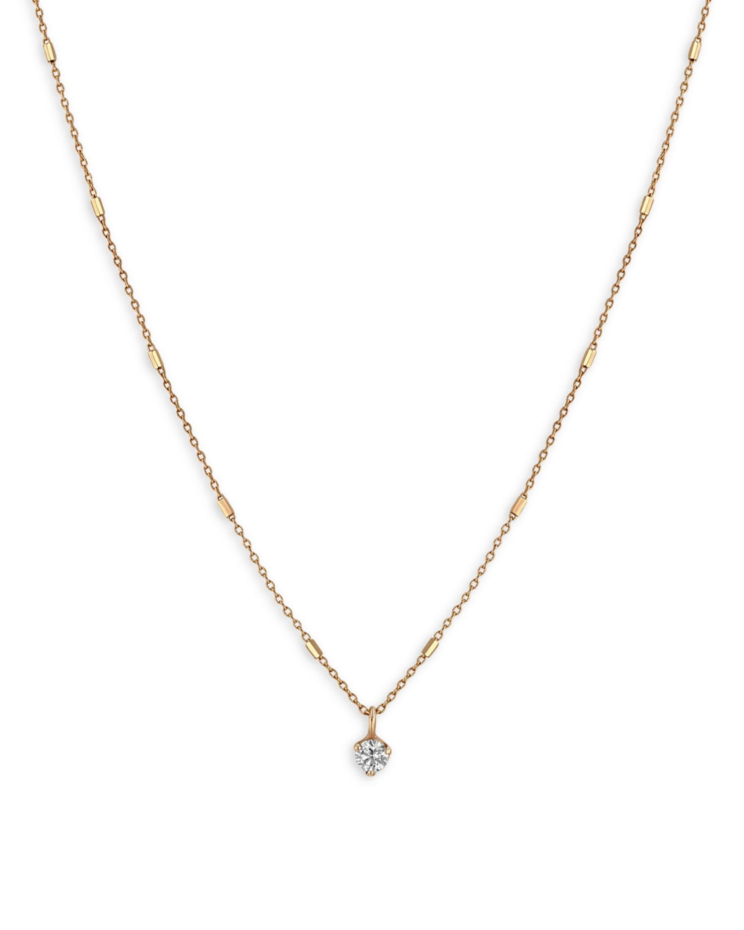 14k Yellow Gold Prong Set Diamond Necklace, 16'